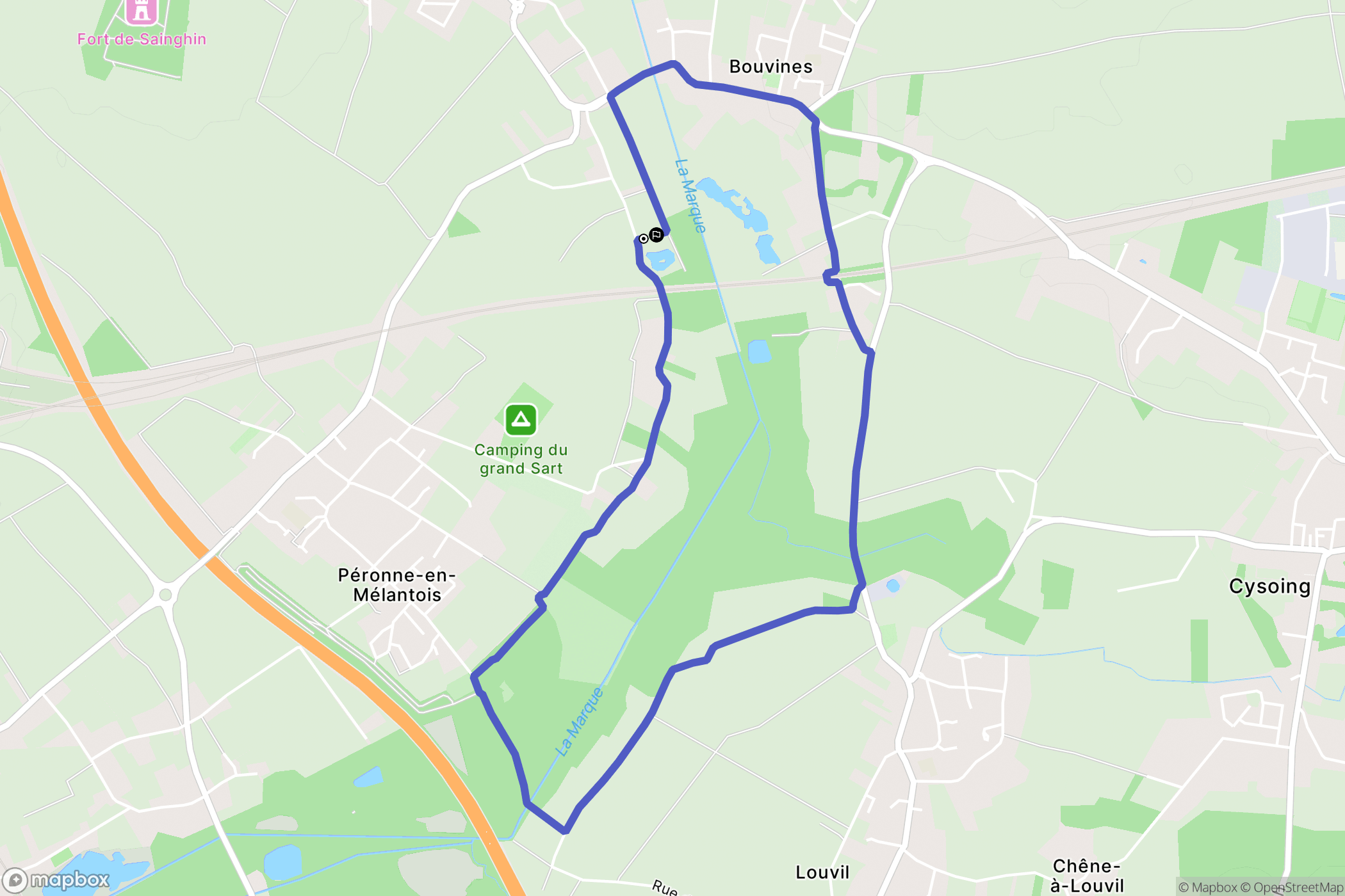 Sainghin-en-Mélantois : carte du parcours de randonnée - France