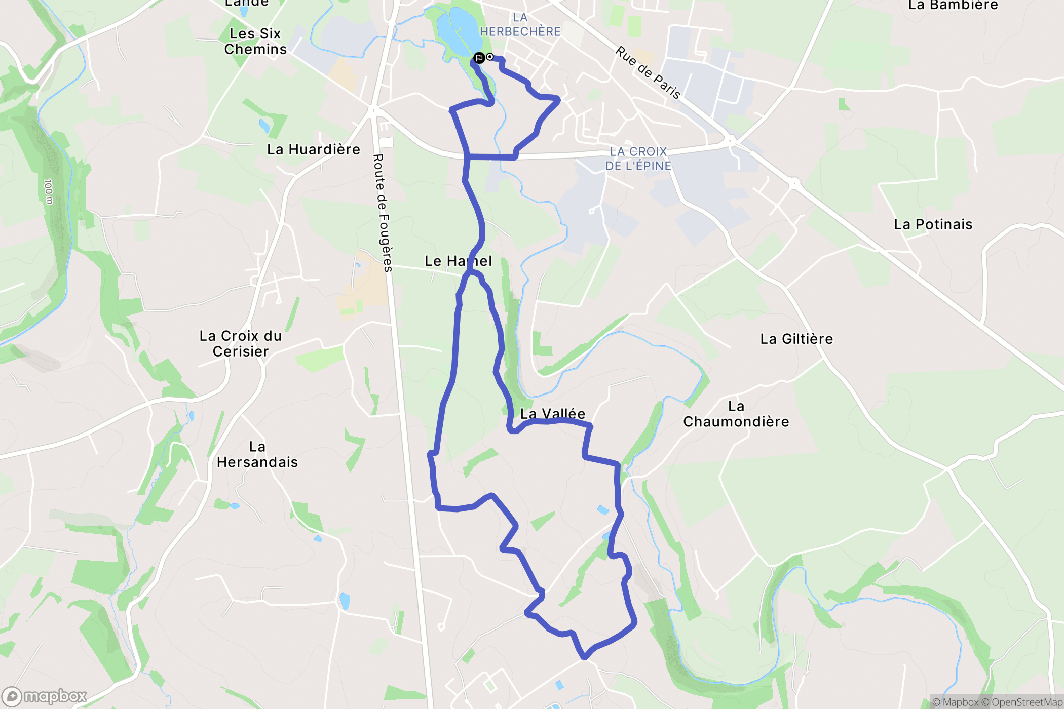 Saint-Hilaire-du-Harcouët : carte du parcours de randonnée - France