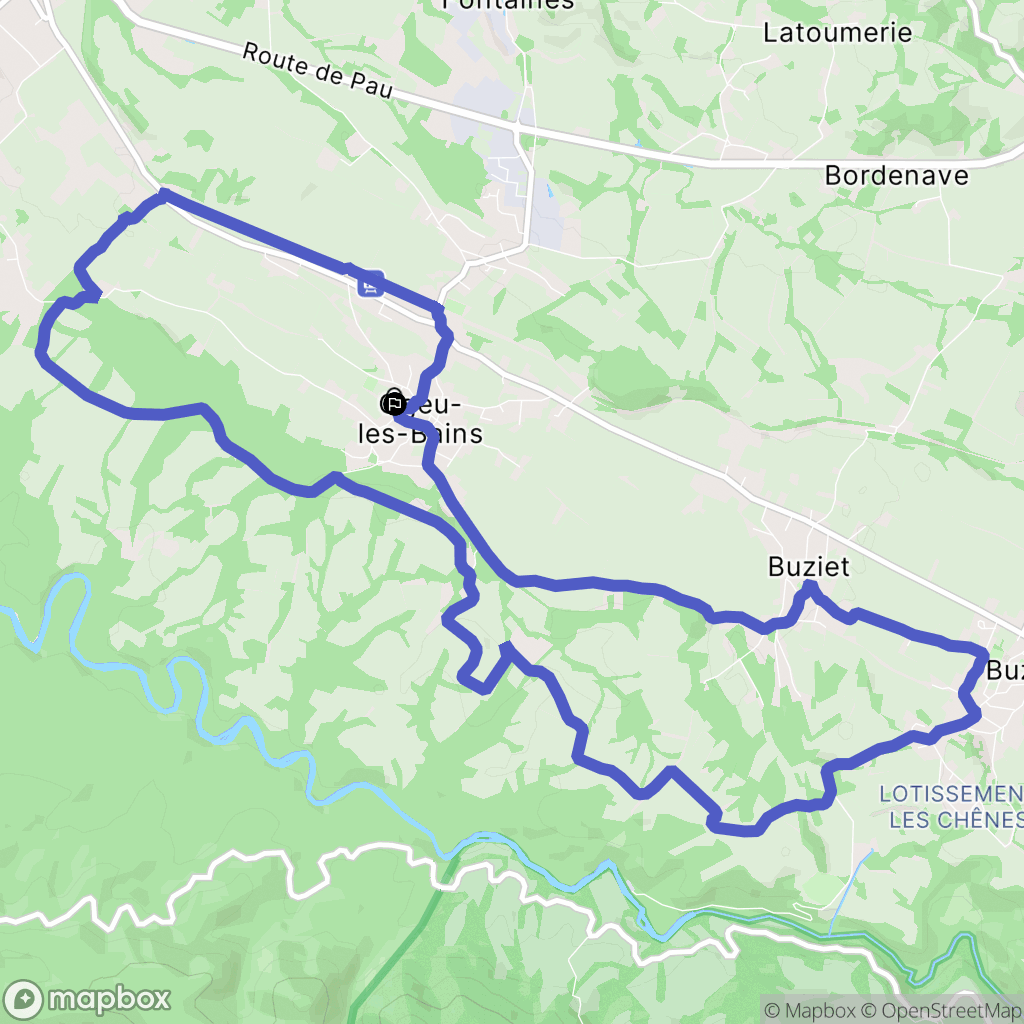 Ogeu-les-Bains : carte du parcours de randonnée - France