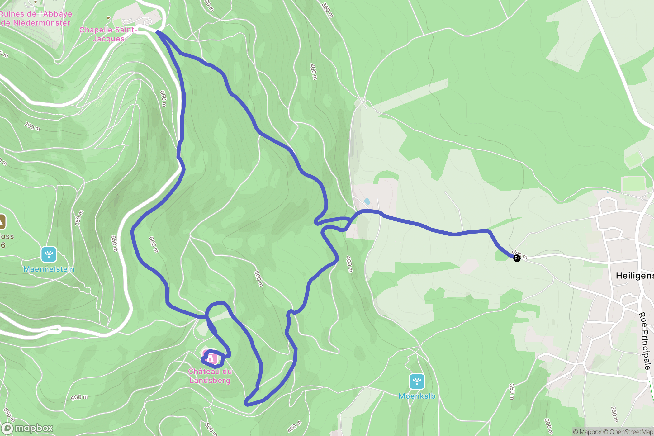 Heiligenstein : carte du parcours de randonnée - France