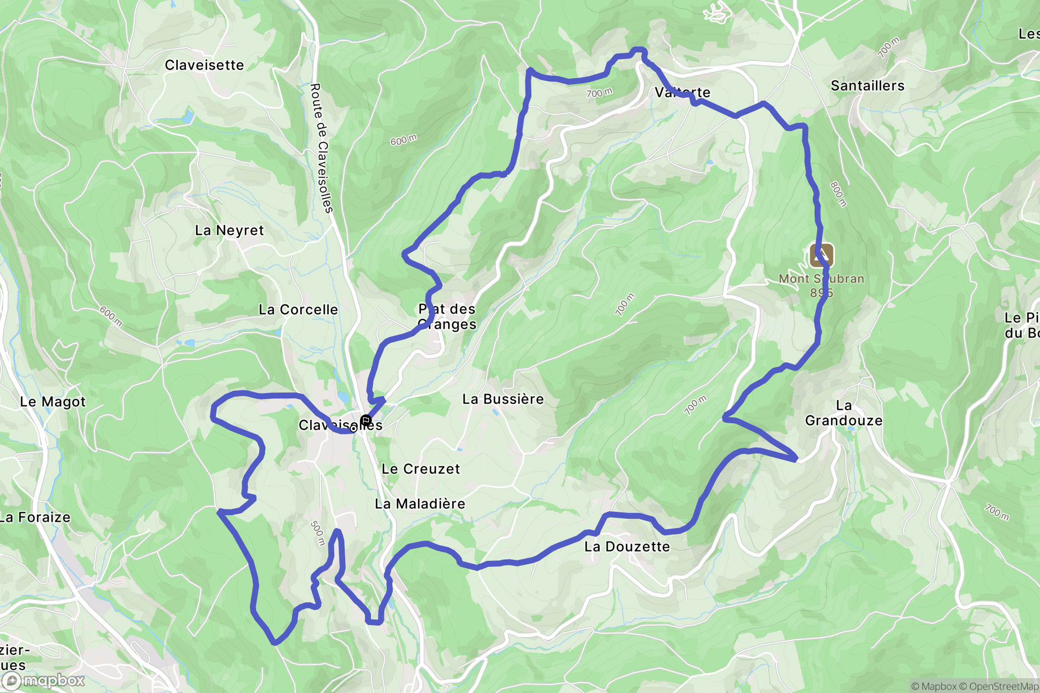 Claveisolles : carte du parcours de randonnée - France
