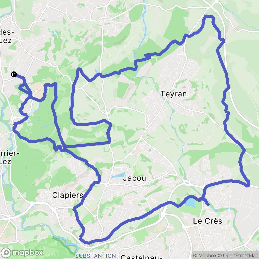 Prades-le-Lez : carte du parcours de randonnée - France