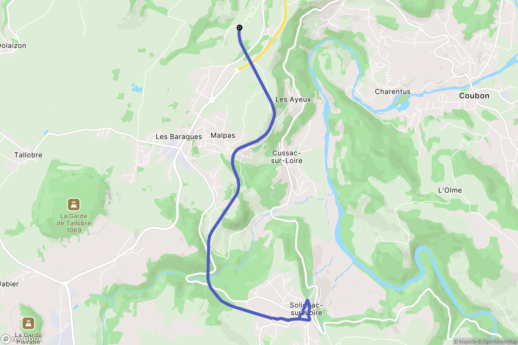 Le Puy-en-Velay : carte du parcours de randonnée - France