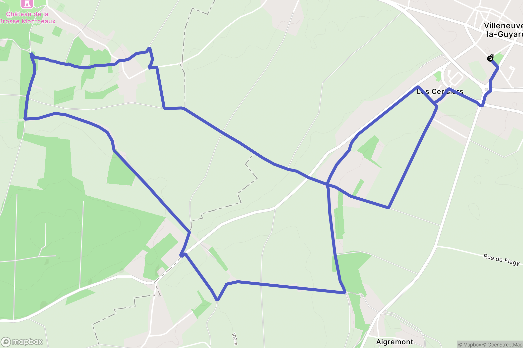 Villeneuve-la-Guyard : carte du parcours de randonnée - France