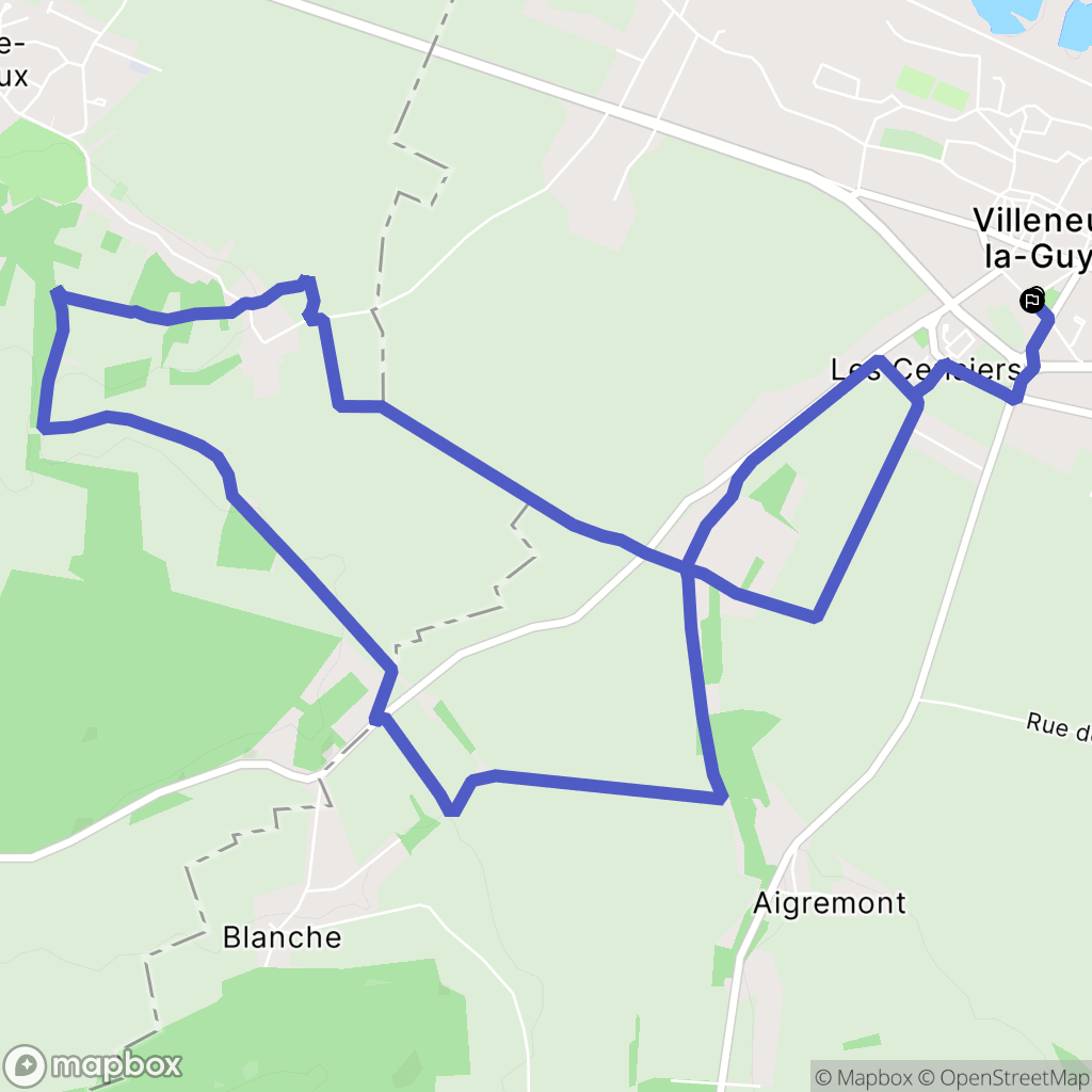 Villeneuve-la-Guyard : carte du parcours de randonnée - France
