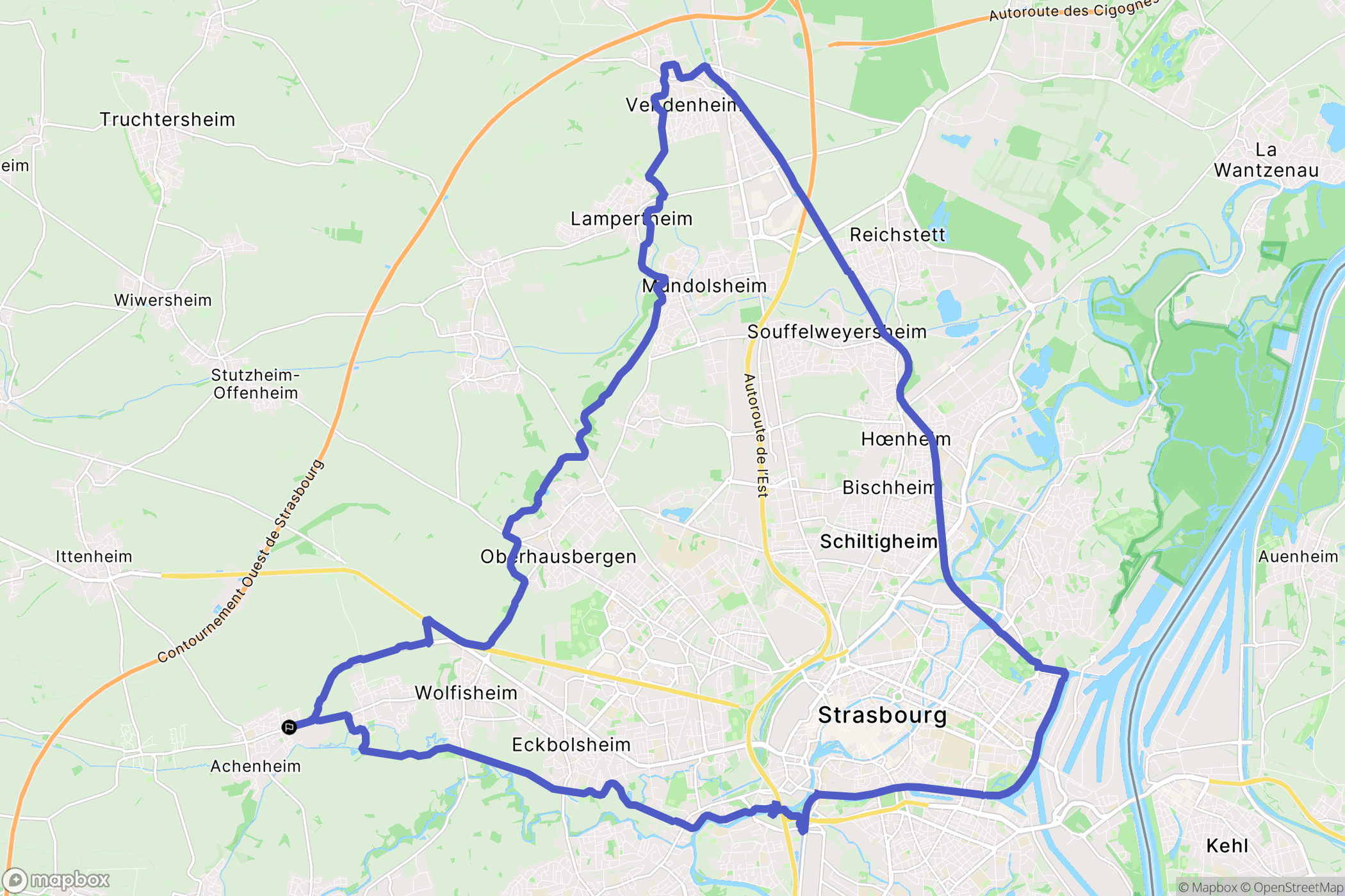 Achenheim : carte du parcours de randonnée - France