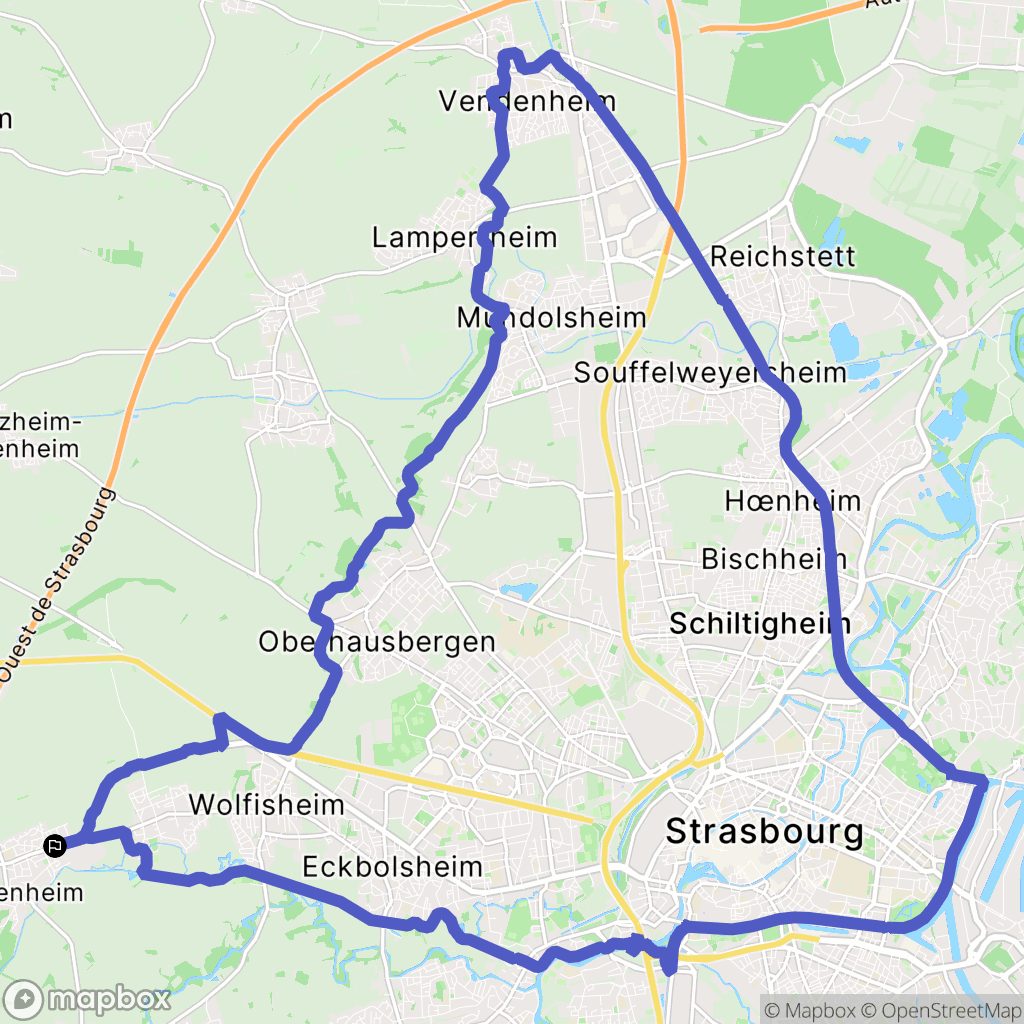 Achenheim : carte du parcours de randonnée - France