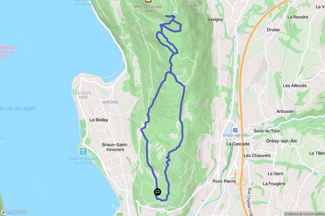 Aix-les-Bains : carte du parcours de randonnée - France