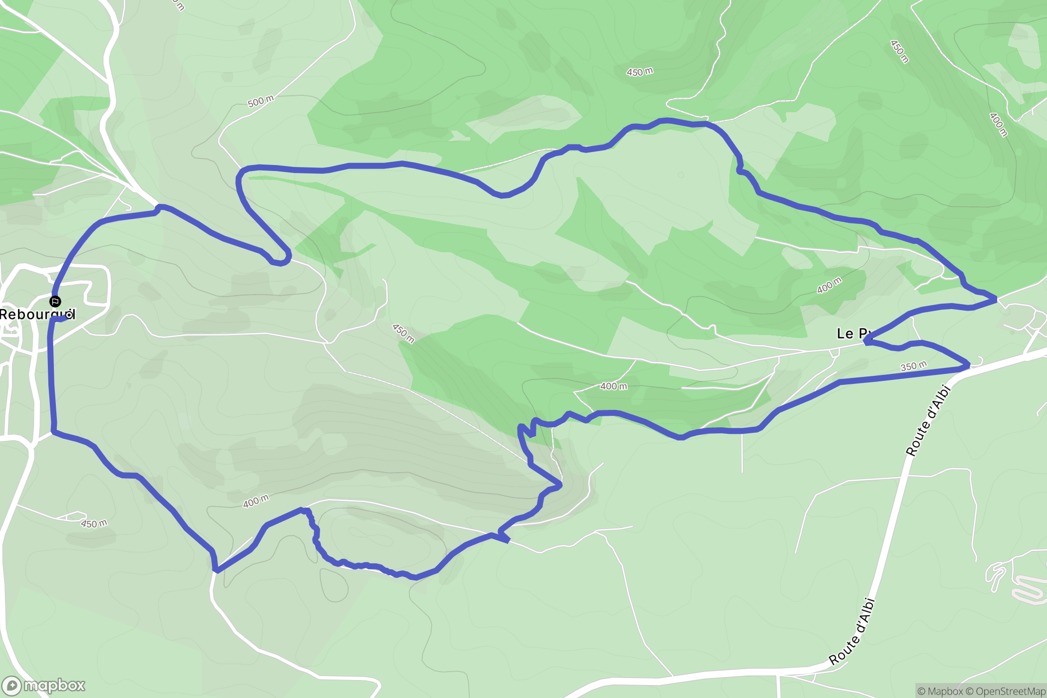 Rebourguil : carte du parcours de randonnée - France