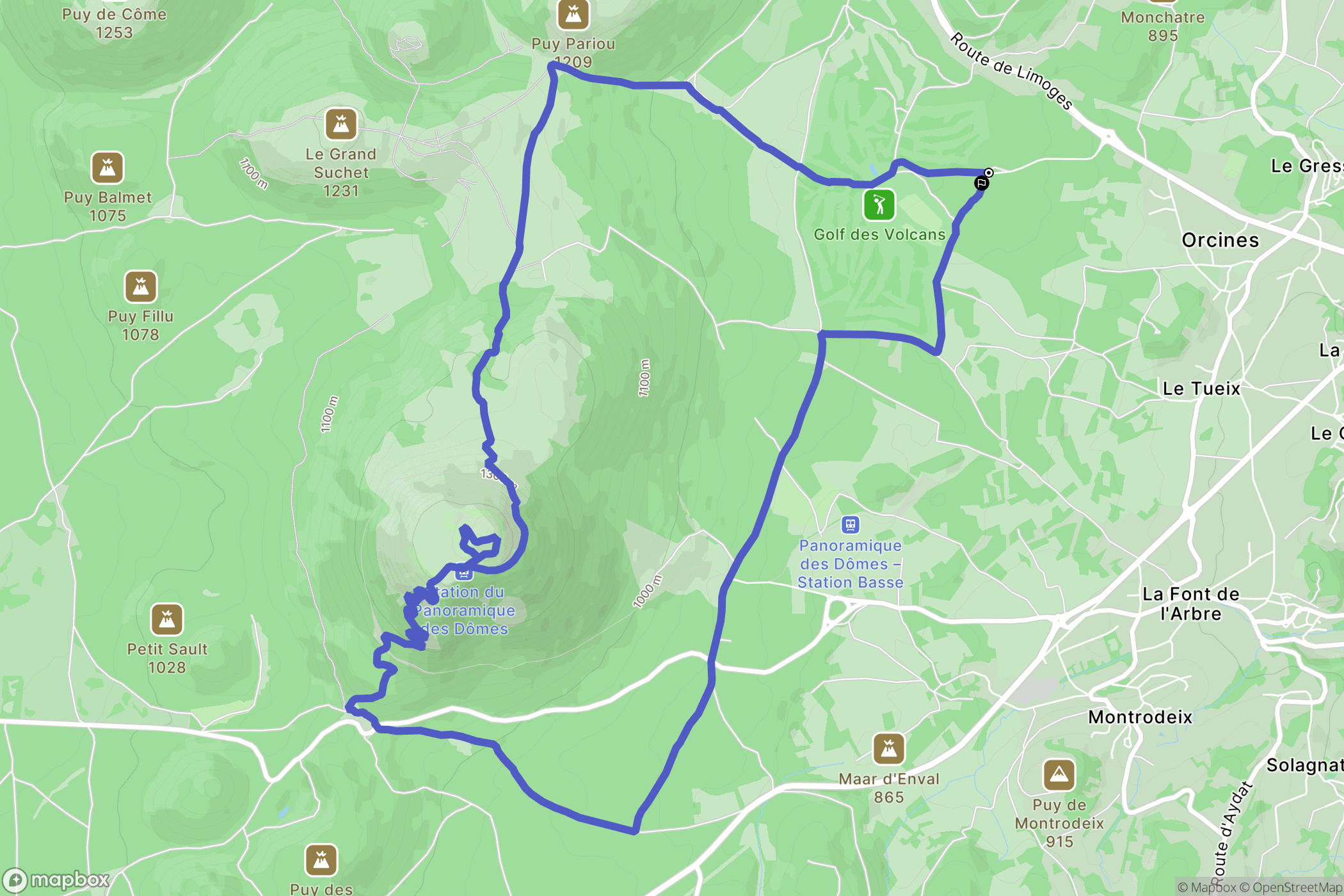 Orcines : carte du parcours de randonnée - France