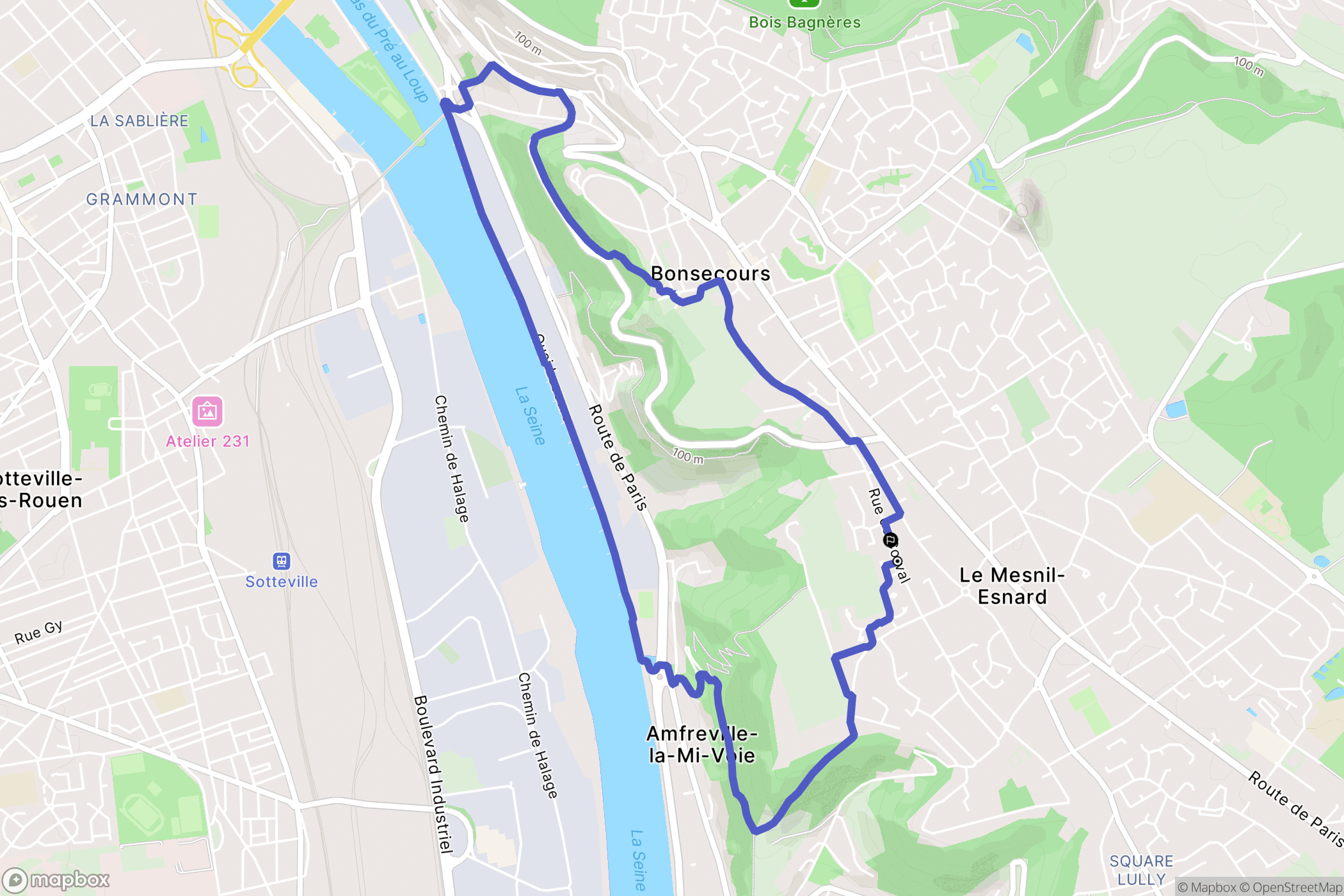 Le Mesnil-Esnard : carte du parcours de randonnée - France