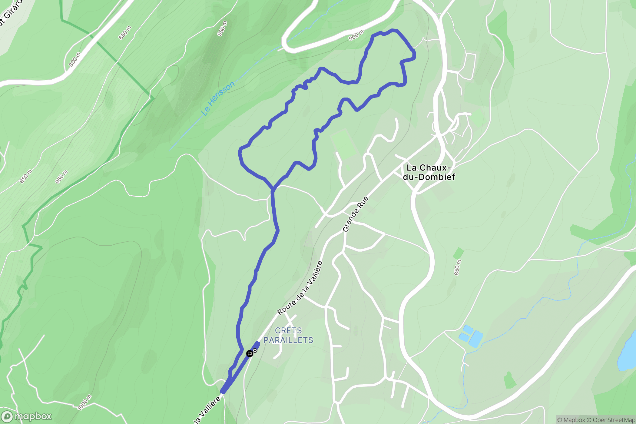La Chaux-du-Dombief : carte du parcours de randonnée - France