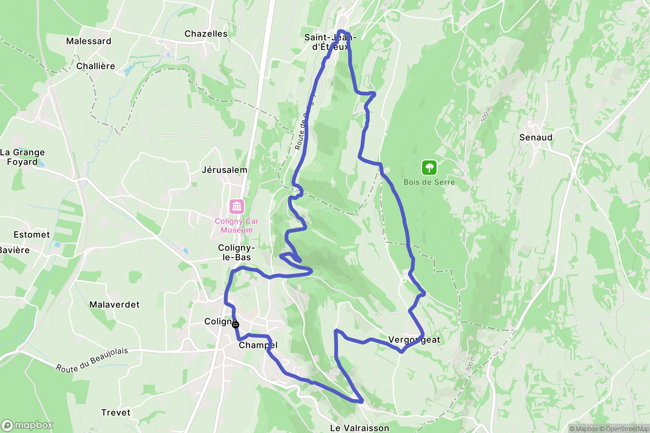 Coligny : carte du parcours de randonnée - France