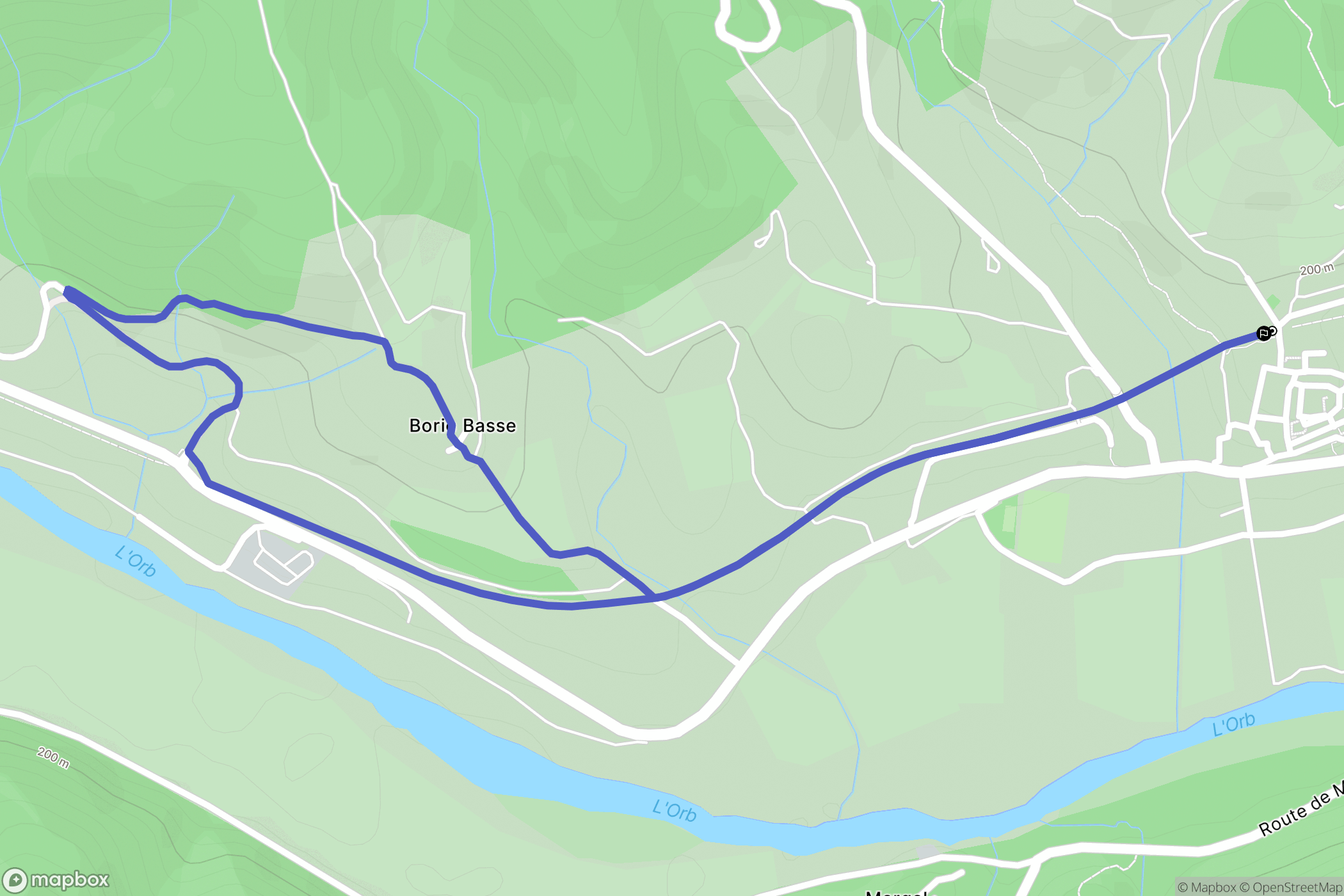 Le Poujol-sur-Orb : carte du parcours de randonnée - France