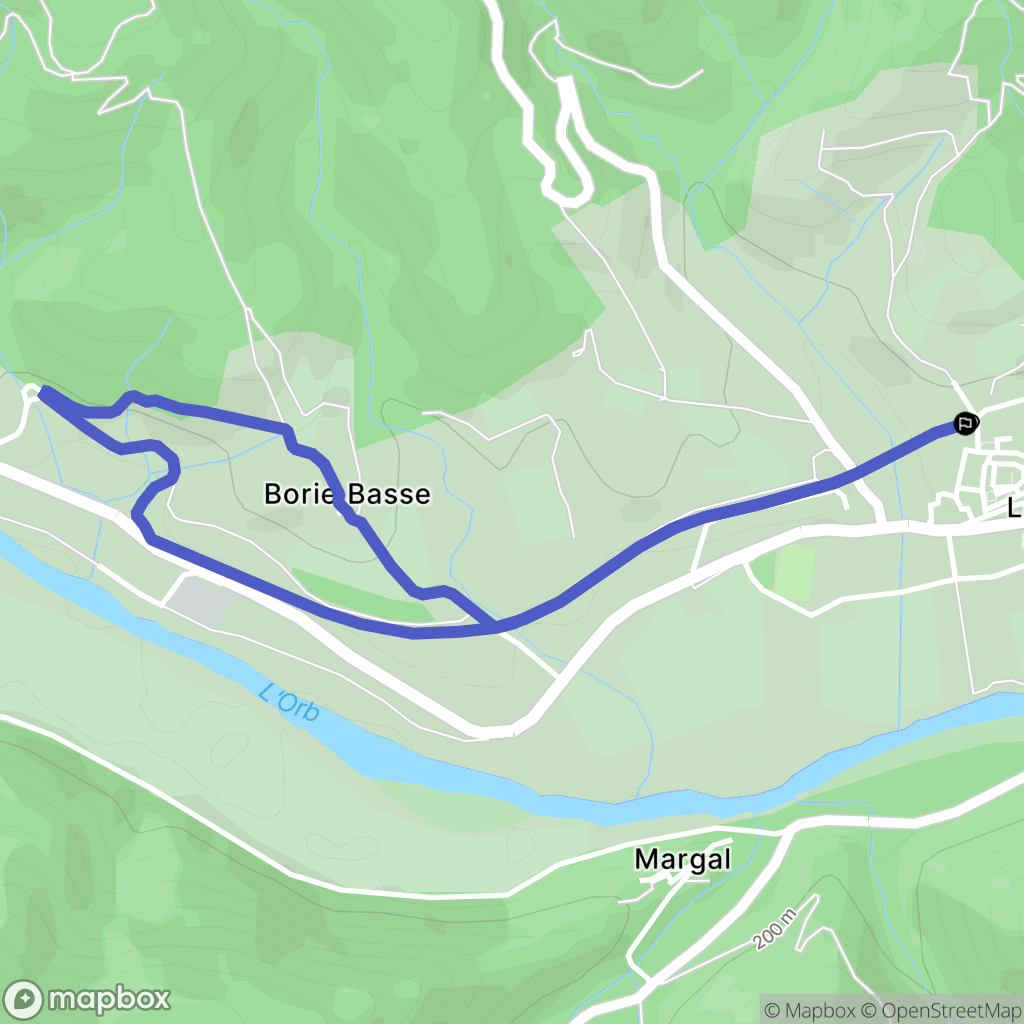 Le Poujol-sur-Orb : carte du parcours de randonnée - France