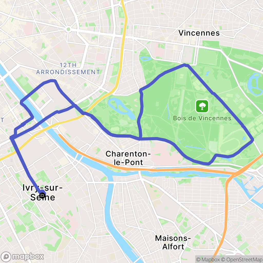 Ivry-sur-Seine : carte du parcours de randonnée - France