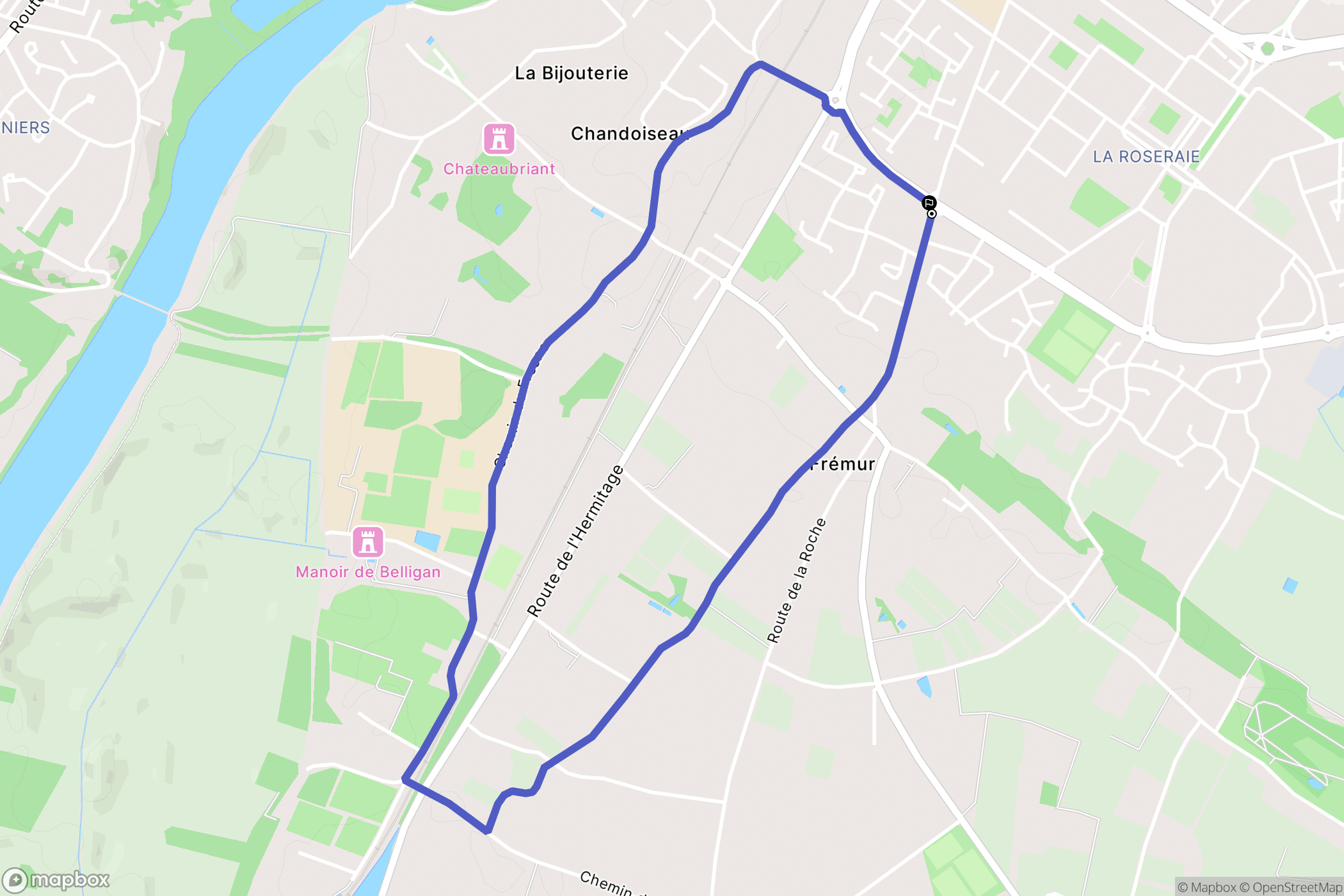 Angers : carte du parcours de randonnée - France