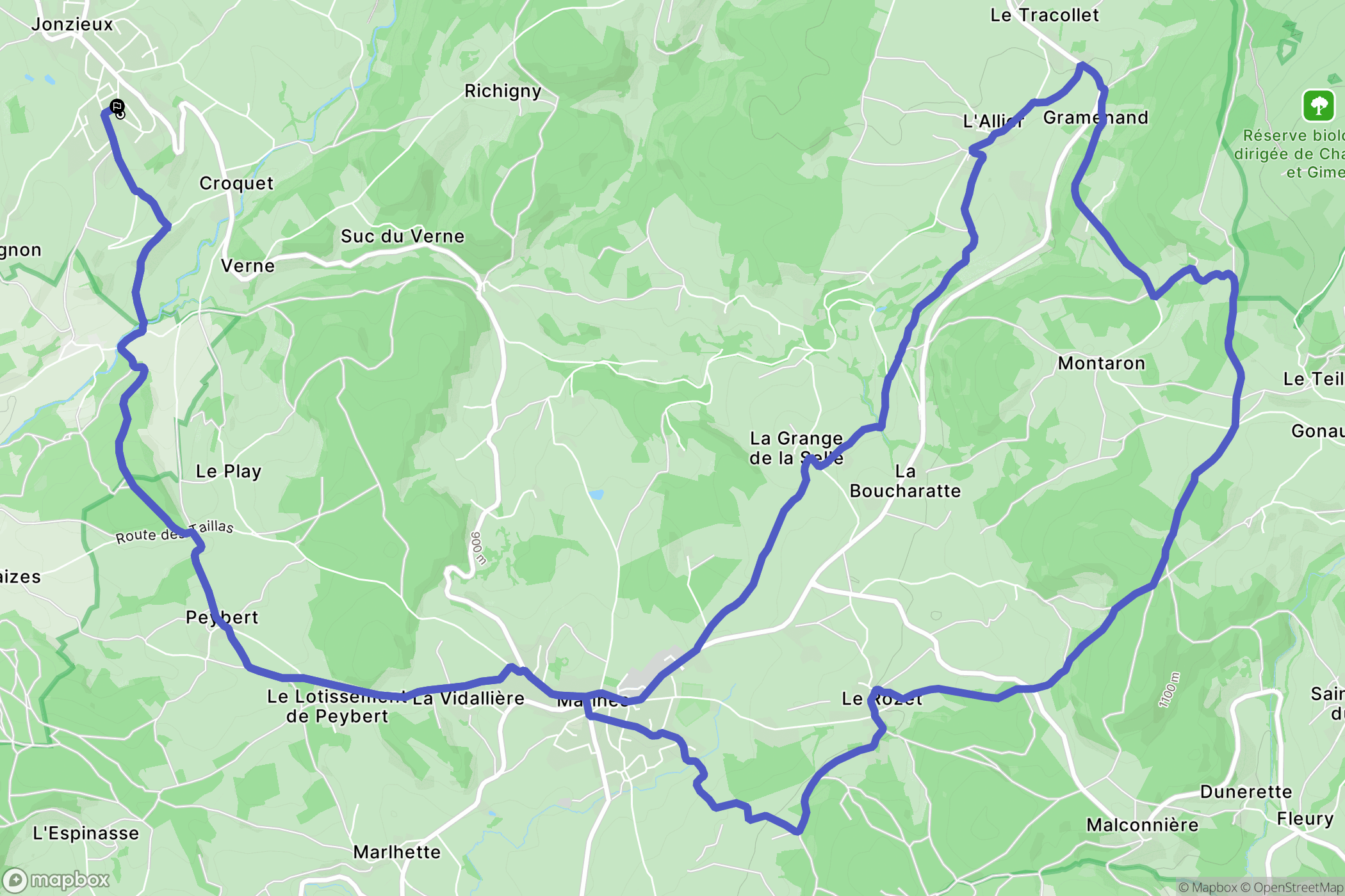 Jonzieux : carte du parcours de randonnée - France