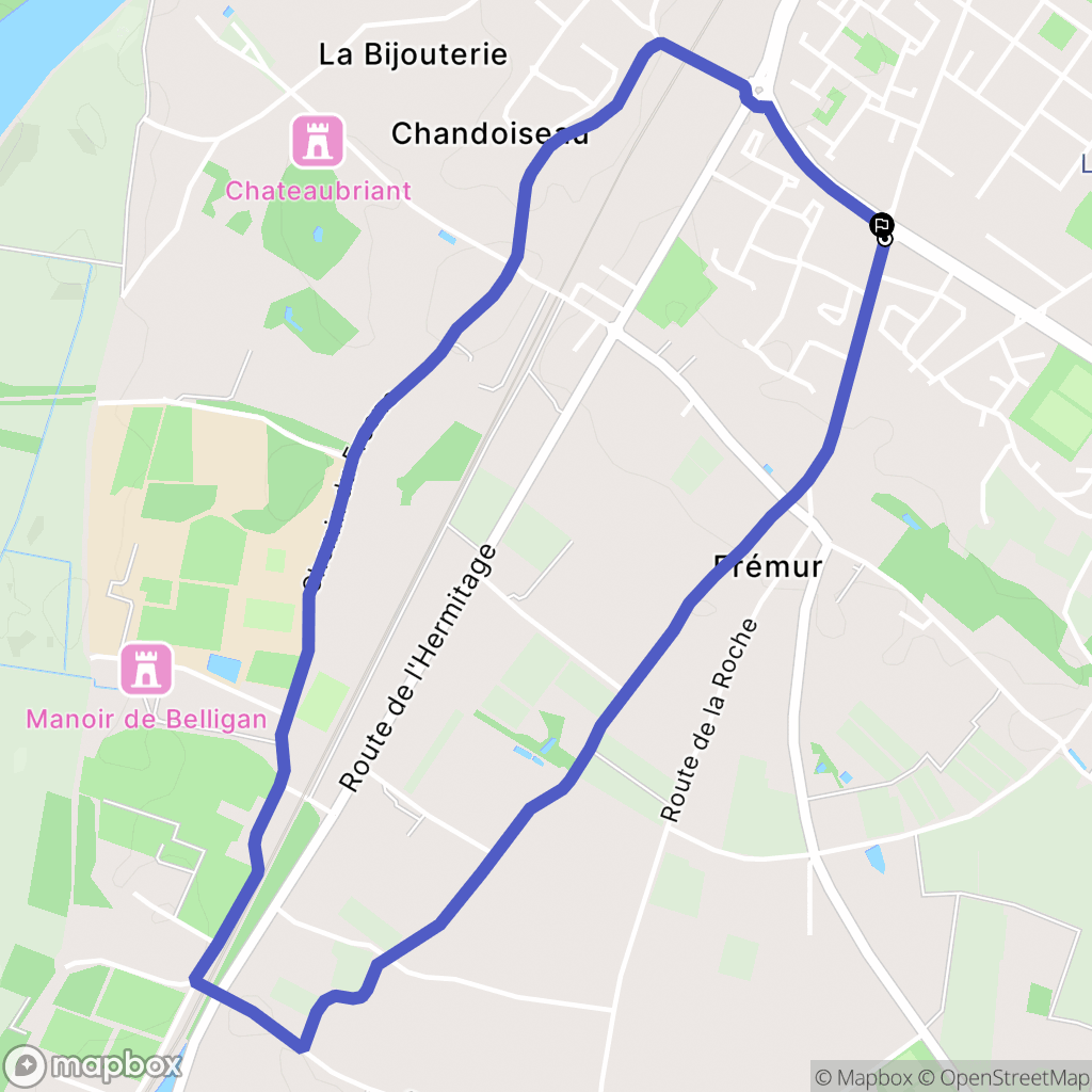 Angers : carte du parcours de randonnée - France