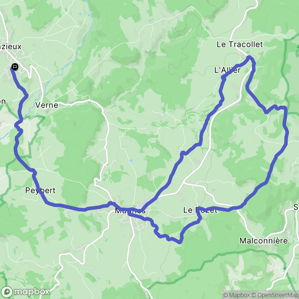 Jonzieux : carte du parcours de randonnée - France