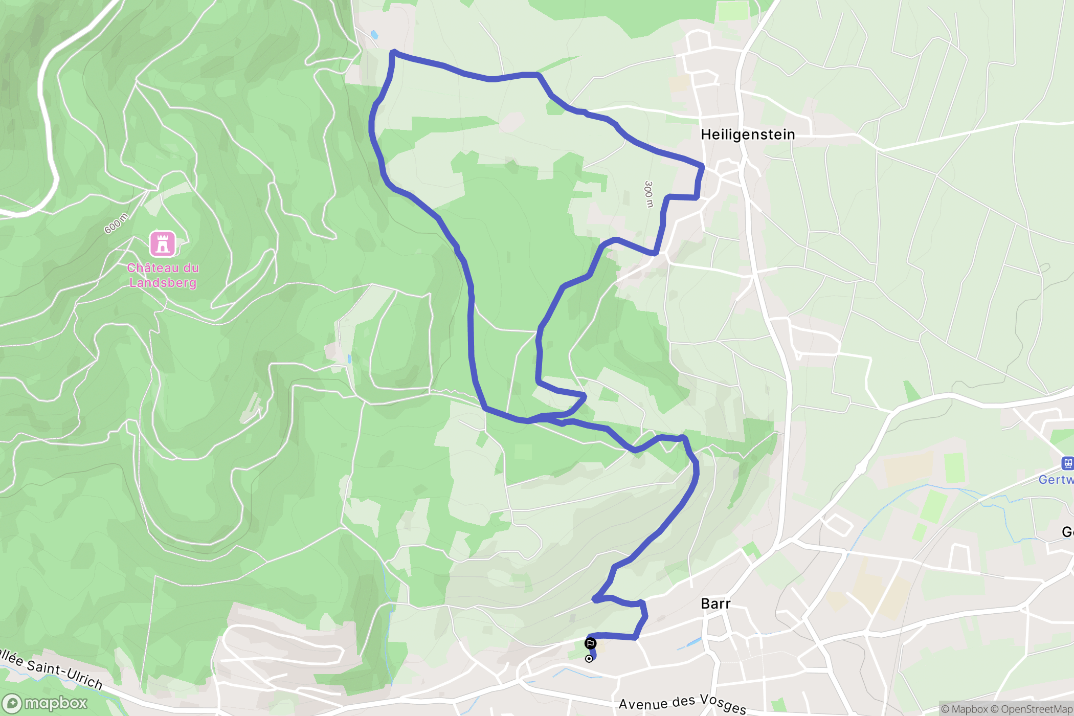 Barr : carte du parcours de randonnée - France