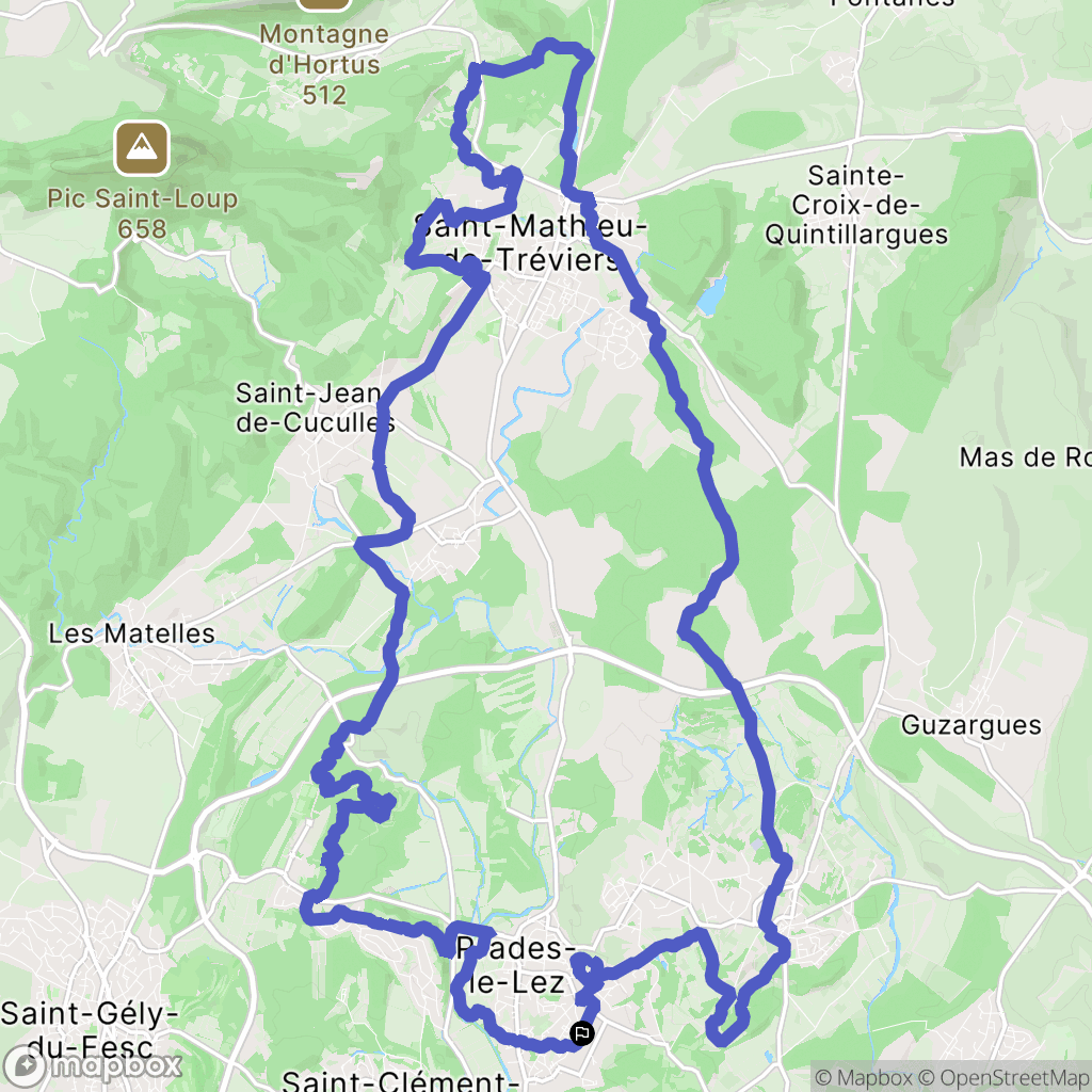 Prades-le-Lez : carte du parcours de randonnée - France