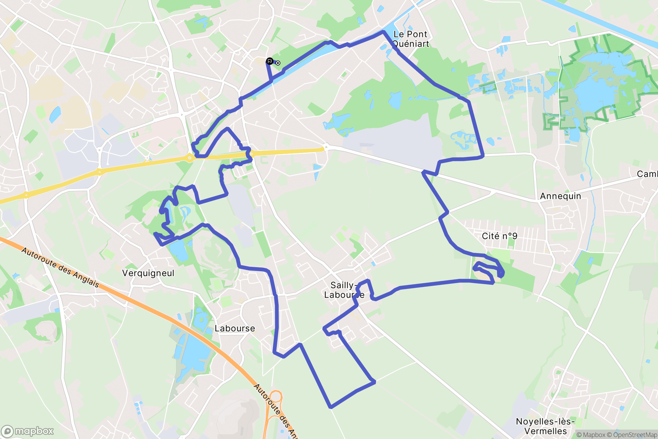 Beuvry : carte du parcours de randonnée - France