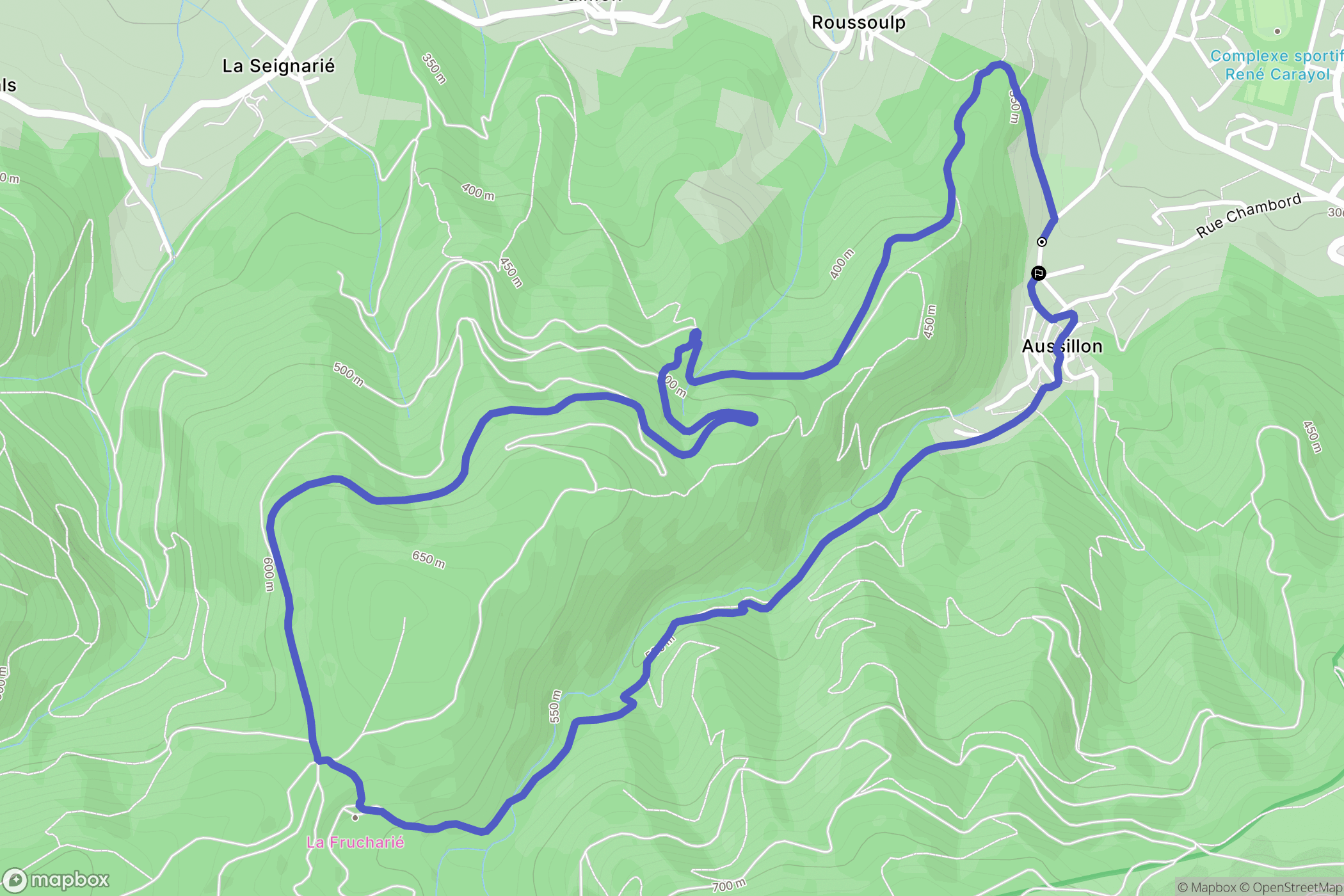 Aussillon : carte du parcours de randonnée - France
