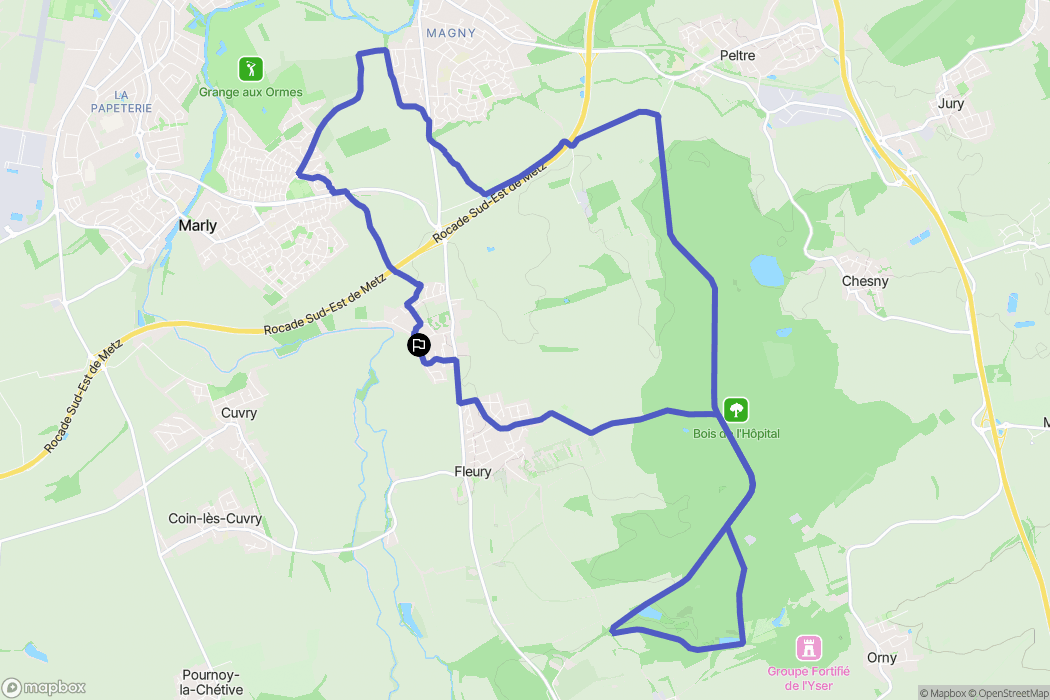 Pouilly : carte du parcours de randonnée - France