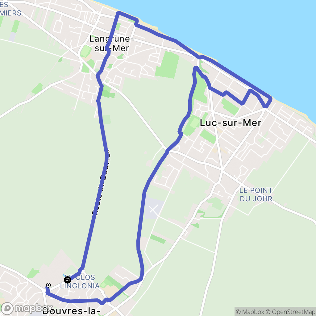 Douvres-la-Délivrande : carte du parcours de randonnée - France