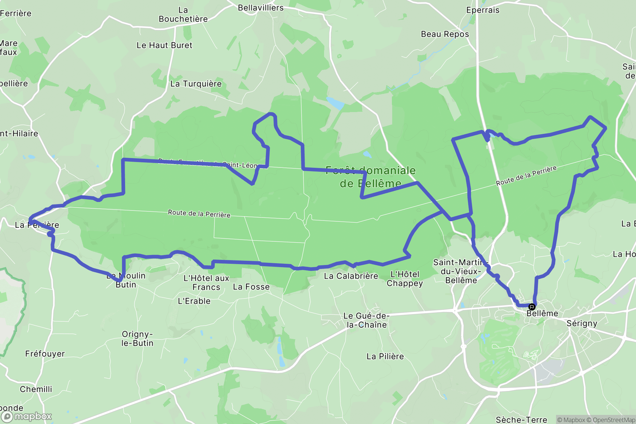 Bellême : carte du parcours de randonnée - France