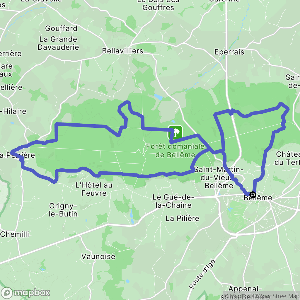 Bellême : carte du parcours de randonnée - France