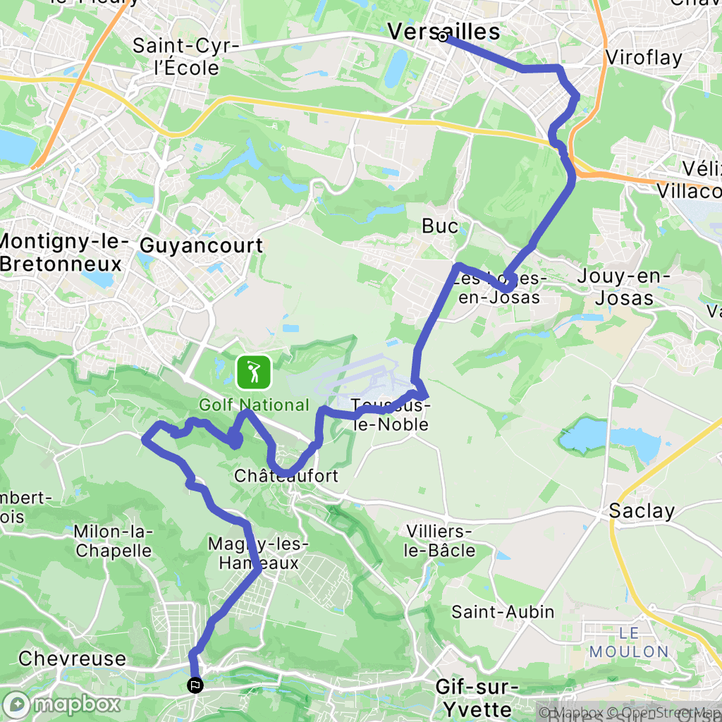 Versailles : carte du parcours de randonnée - France
