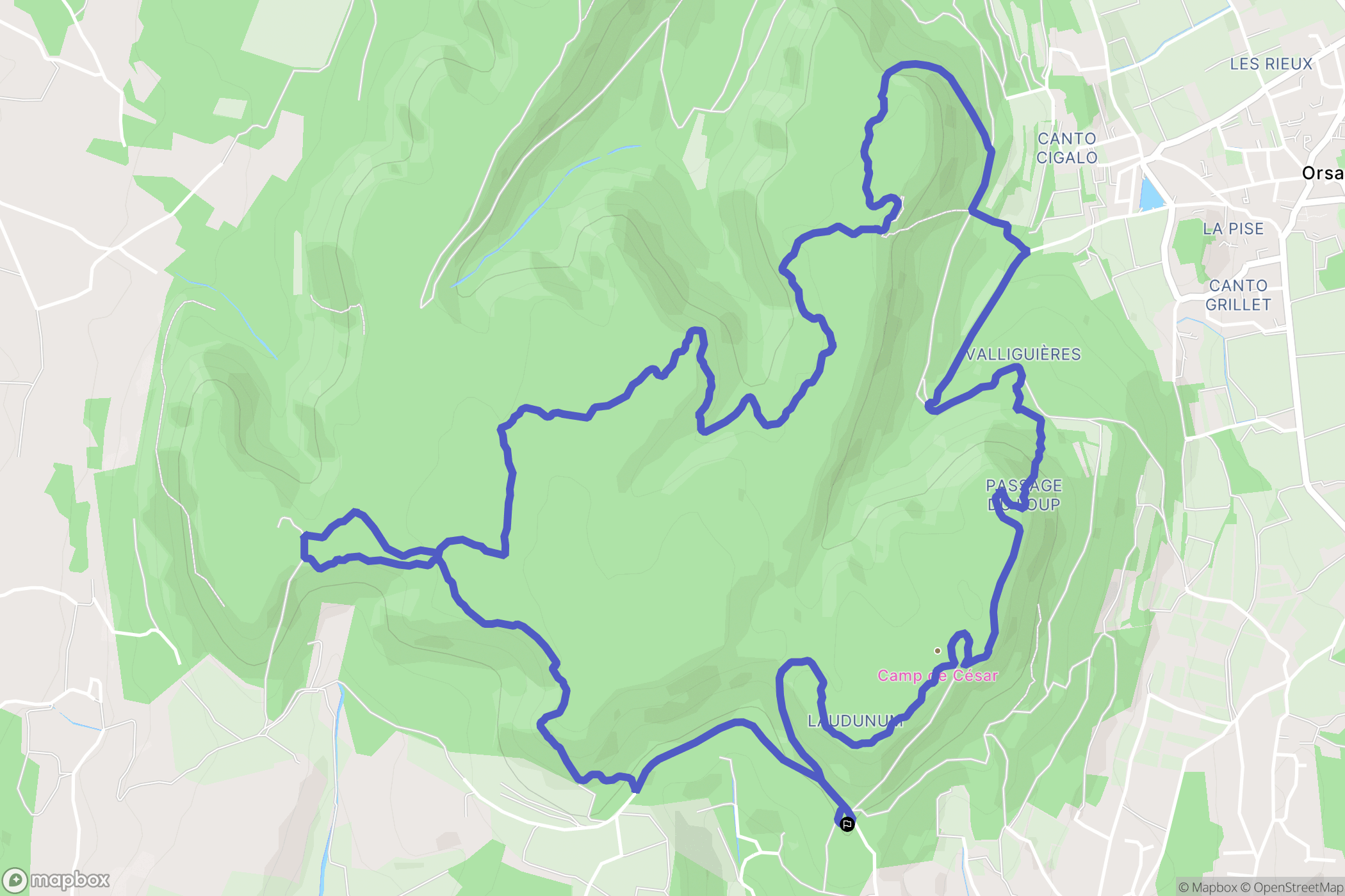 Laudun-l'Ardoise : carte du parcours de randonnée - France