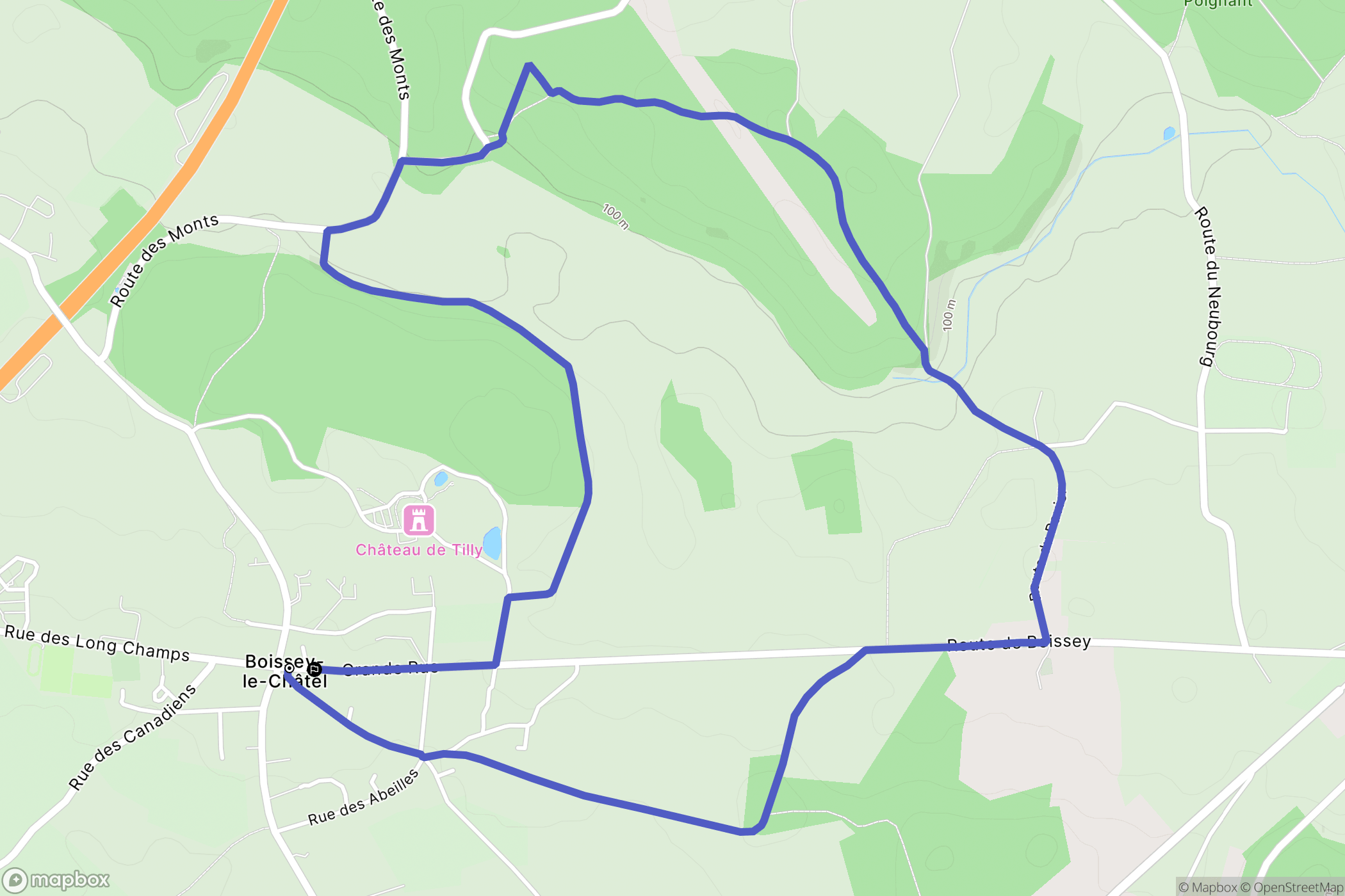 Boissey-le-Châtel : carte du parcours de randonnée - France