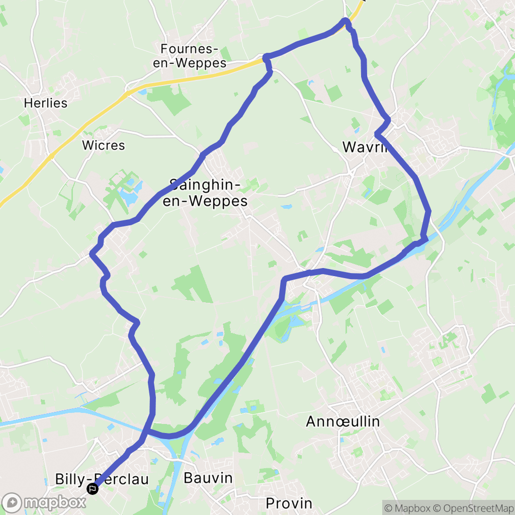 Billy-Berclau : carte du parcours de randonnée - France