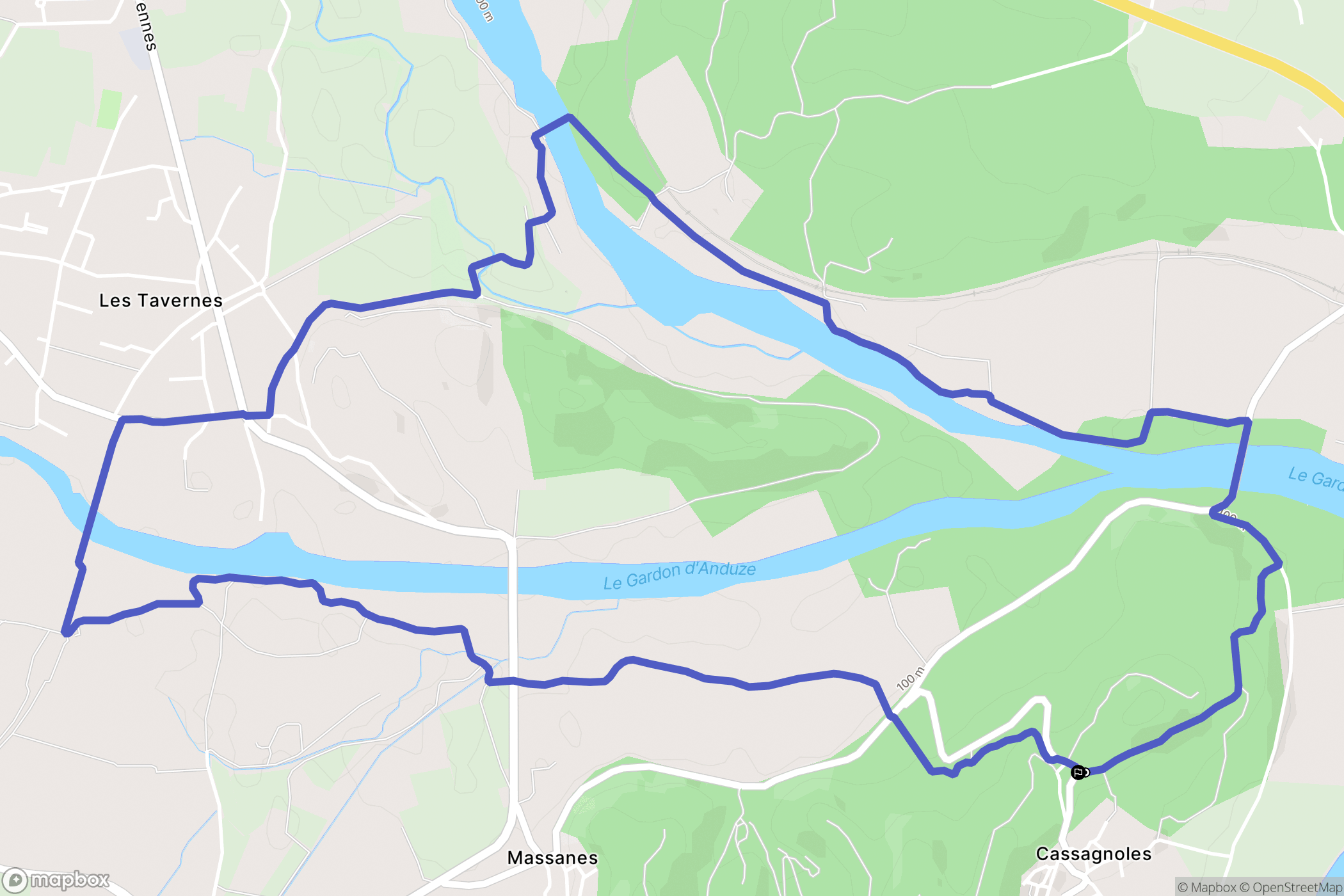 Cassagnoles : carte du parcours de randonnée - France