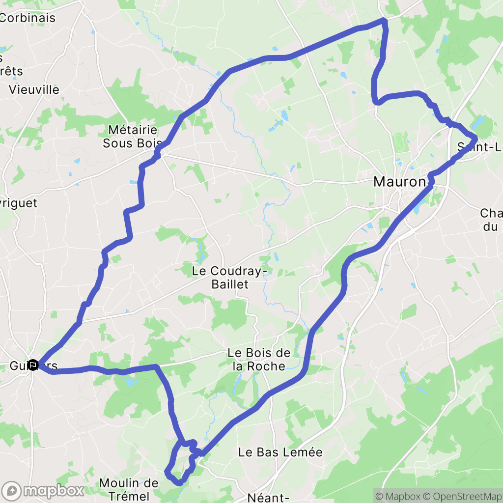 Guilliers : carte du parcours de randonnée - France