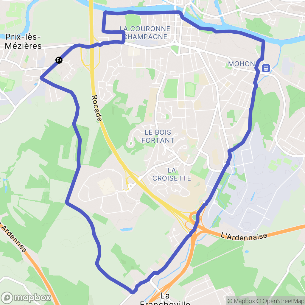 Prix-lès-Mézières : carte du parcours de randonnée - France