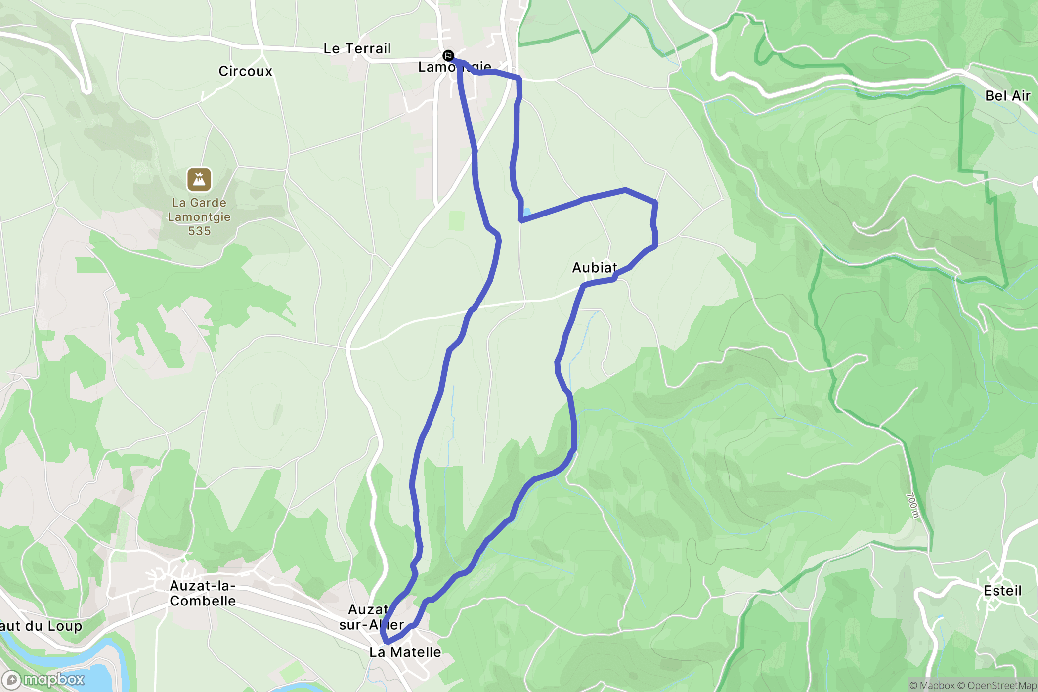 Lamontgie : carte du parcours de randonnée - France