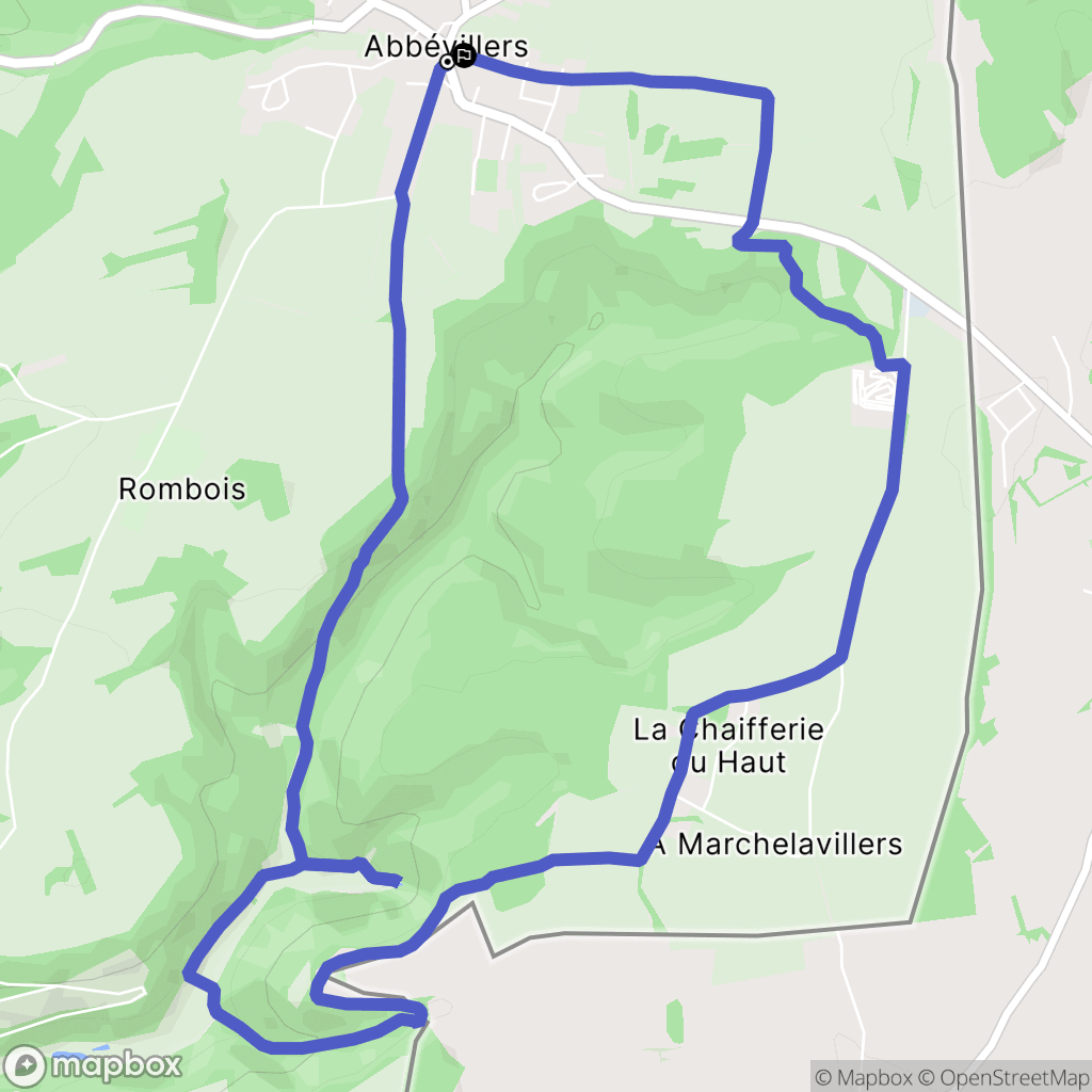 Abbévillers : carte du parcours de randonnée - France