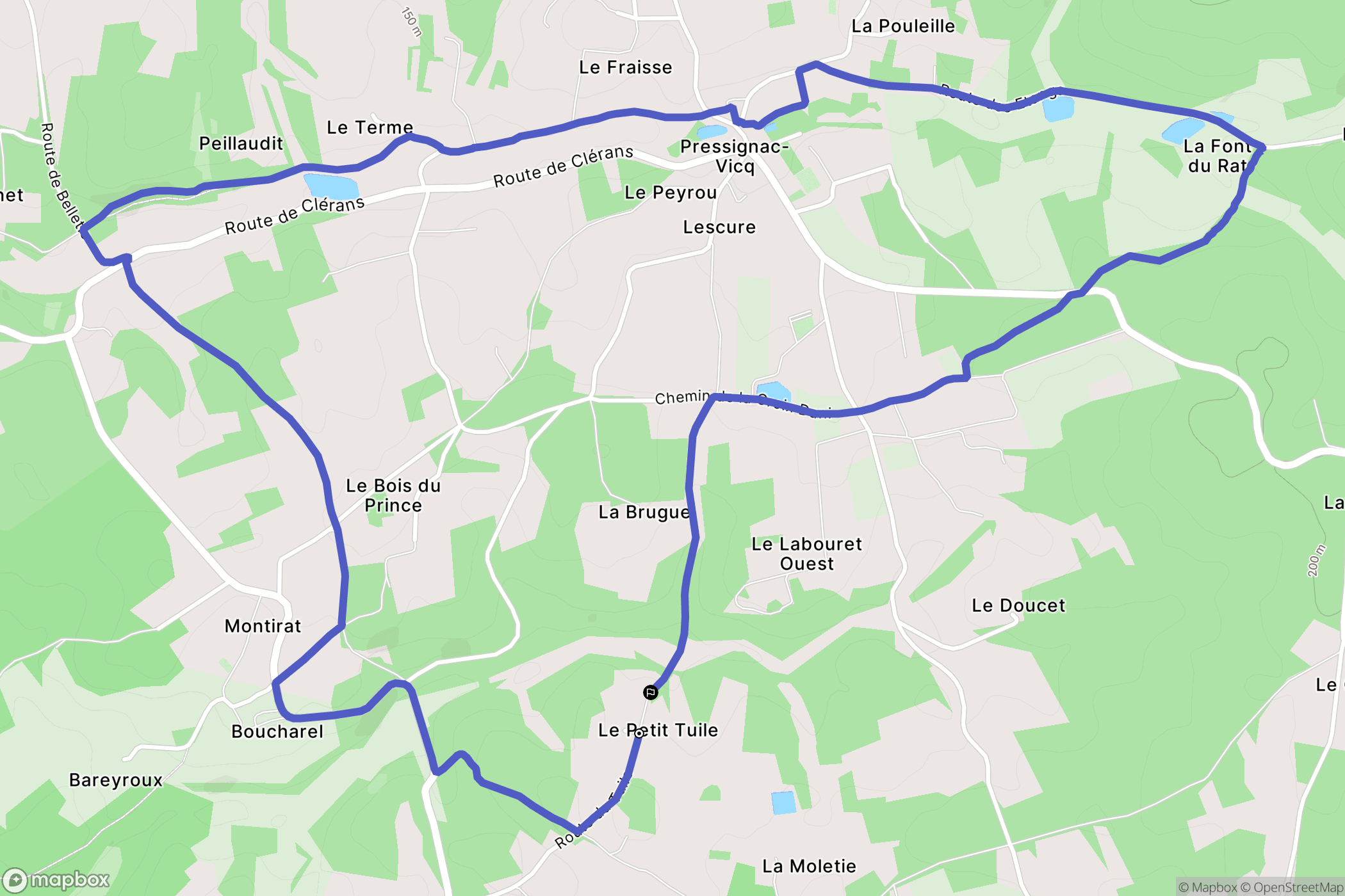 Pressignac-Vicq : carte du parcours de randonnée - France