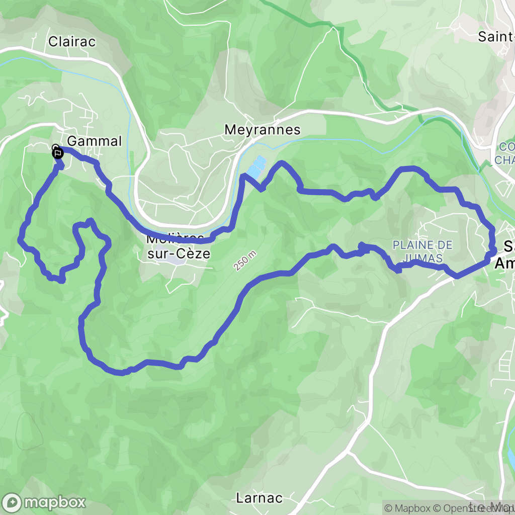 Molières-sur-Cèze : carte du parcours de randonnée - France