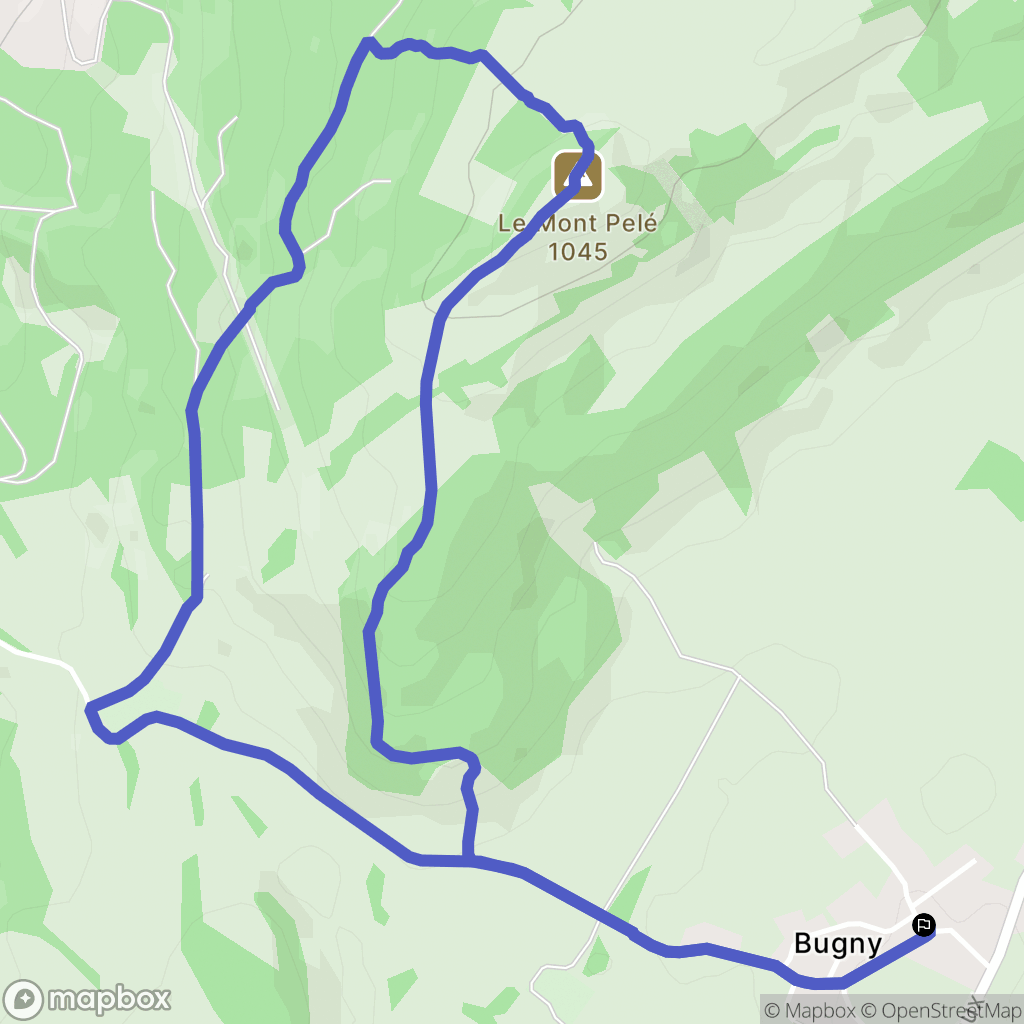 Bugny : carte du parcours de randonnée - France