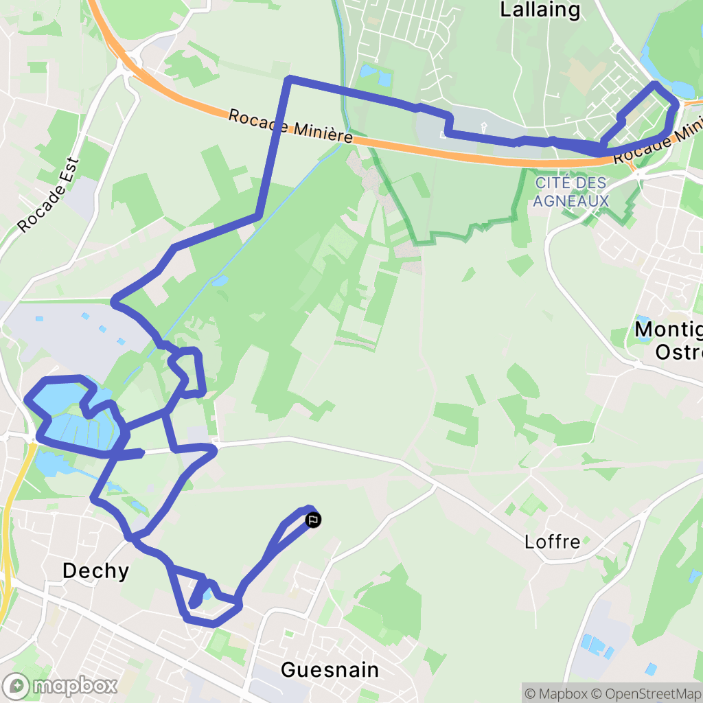 Guesnain : carte du parcours de randonnée - France