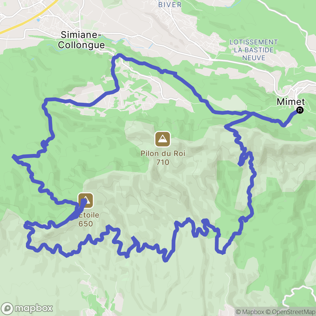 Mimet : carte du parcours de randonnée - France