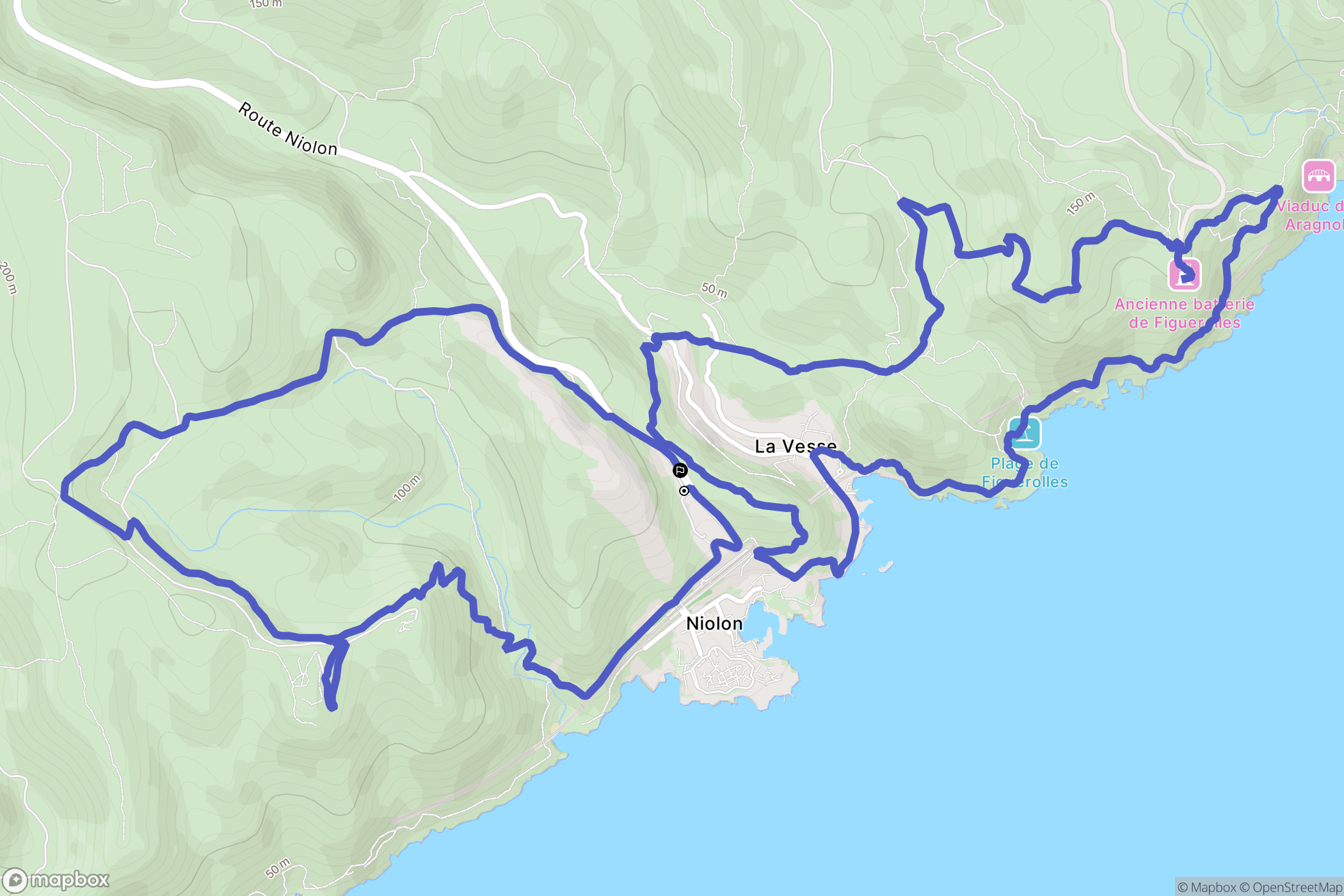 Le Rove : carte du parcours de randonnée - France
