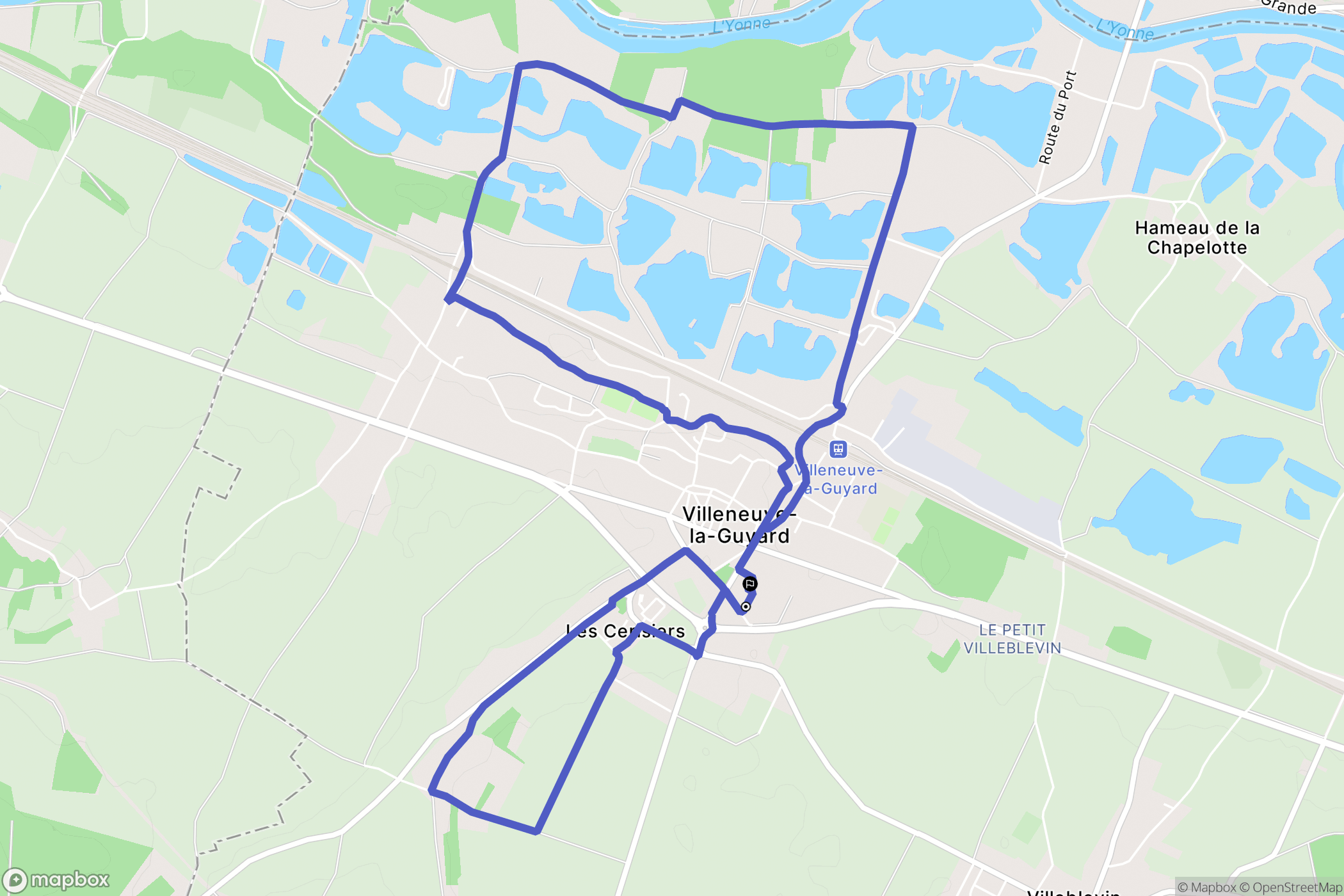 Villeneuve-la-Guyard : carte du parcours de randonnée - France