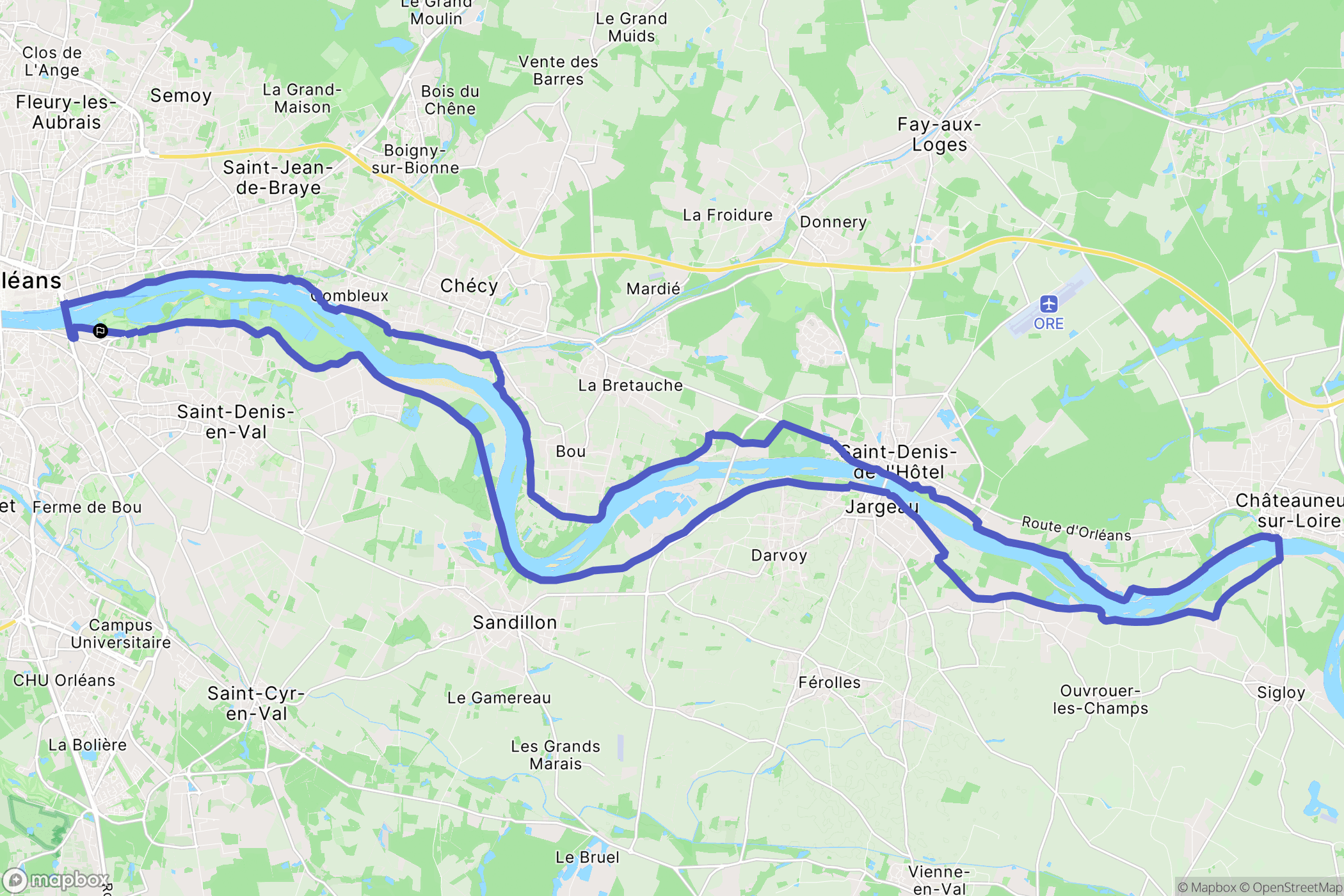 Saint-Jean-le-Blanc : carte du parcours de randonnée - France