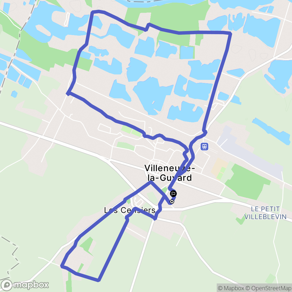 Villeneuve-la-Guyard : carte du parcours de randonnée - France